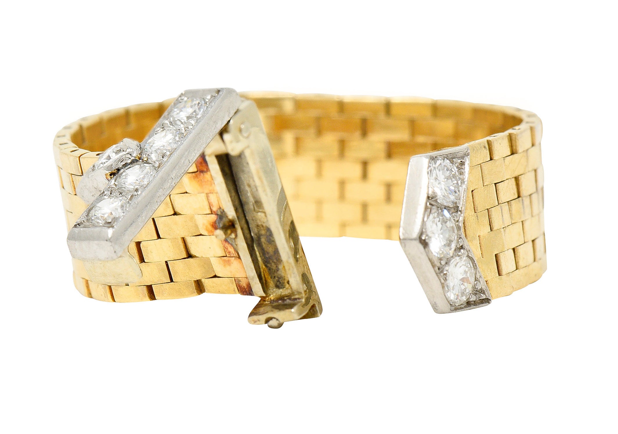 Cartier Diamond 14 Karat Two-Tone Gold Buckle RingRing - Wilson's Estate Jewelry