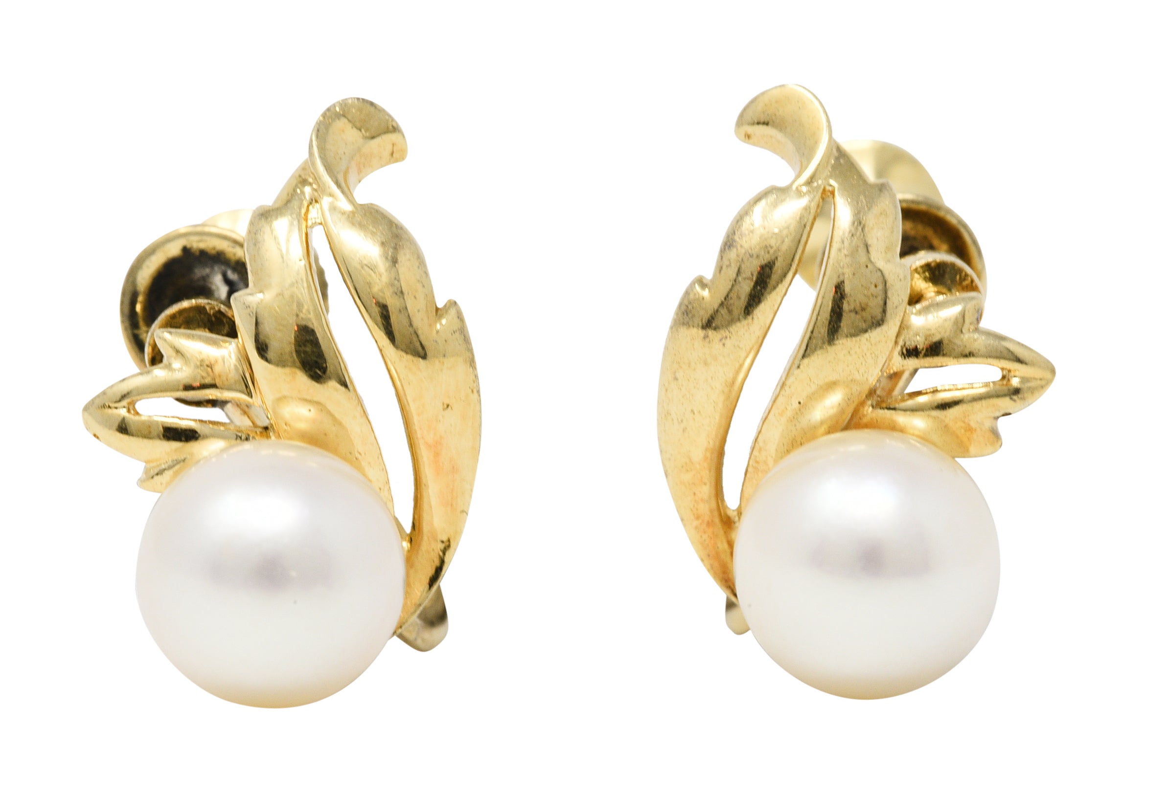 Mikimoto Retro Cultured Pearl 14 Karat Gold Screwback EarringsEarrings - Wilson's Estate Jewelry