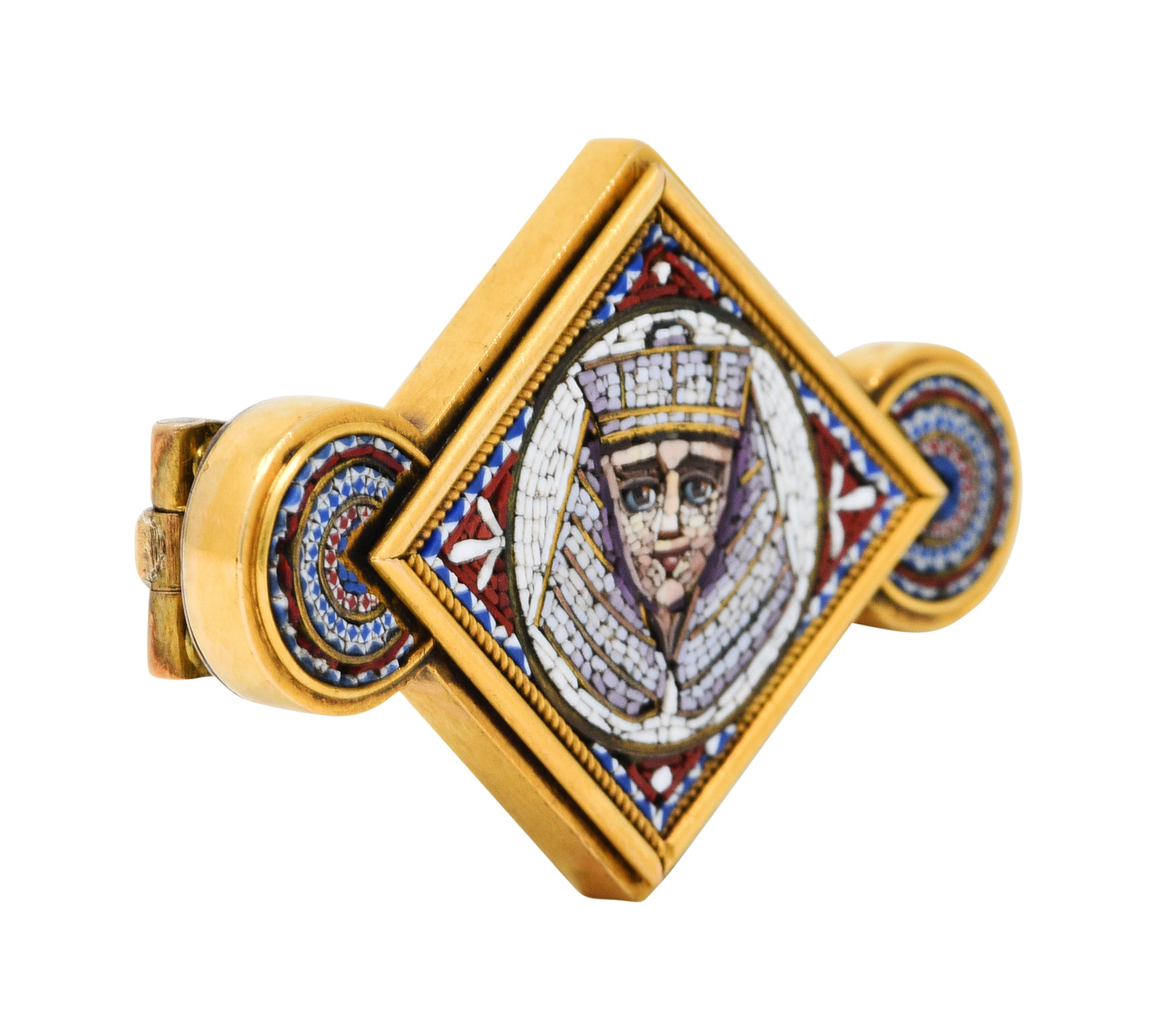 Egyptian Revival Micro Mosaic 18 Karat Gold Pharaoh BroochBrooch - Wilson's Estate Jewelry