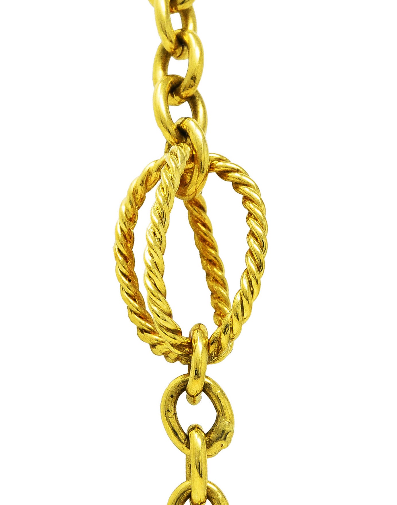 David Yurman Diamond 18 Karat Yellow Gold Twisted Cable Lantana Eternity Chain Link Necklace Wilson's Estate Jewelry