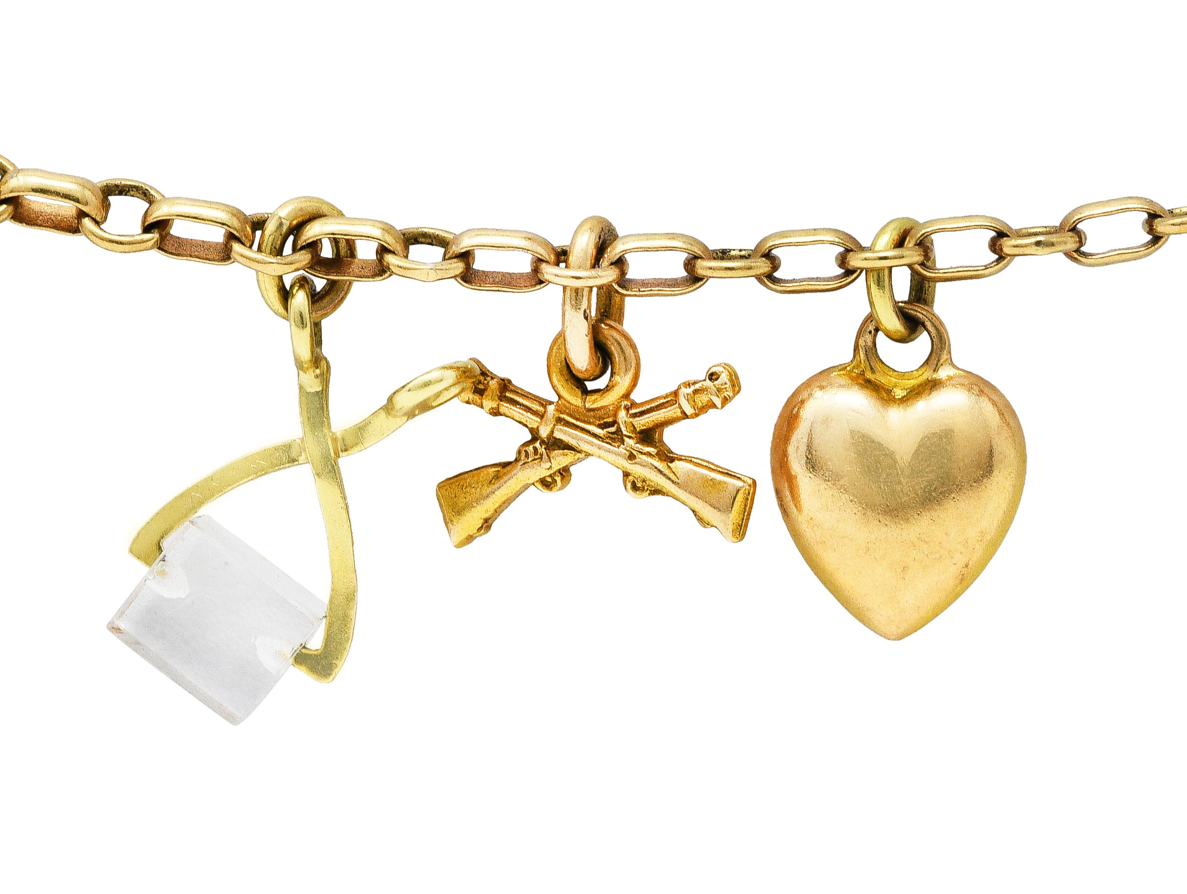 Ballou & Co. Inc. Antique Enamel Two-Tone Gold Charm BraceletBracelet - Wilson's Estate Jewelry