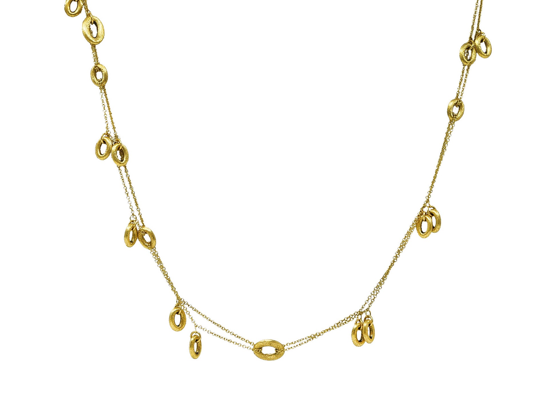 Nanis Contemporary 18 Karat Yellow Gold Brushed Olga Chain Necklace Wilson's Estate Jewelry