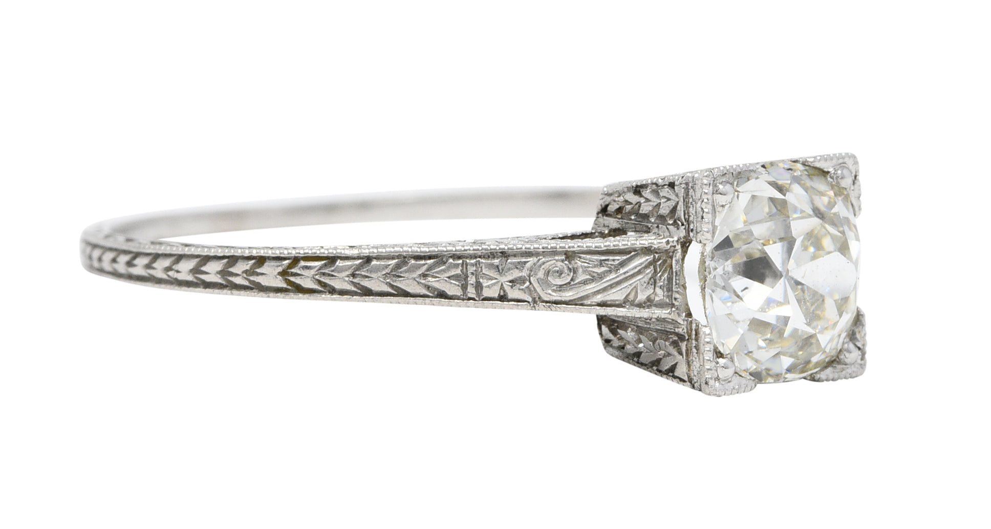 Art Deco 1.00 CTW Diamond Platinum Wheat Engagement RingRing - Wilson's Estate Jewelry