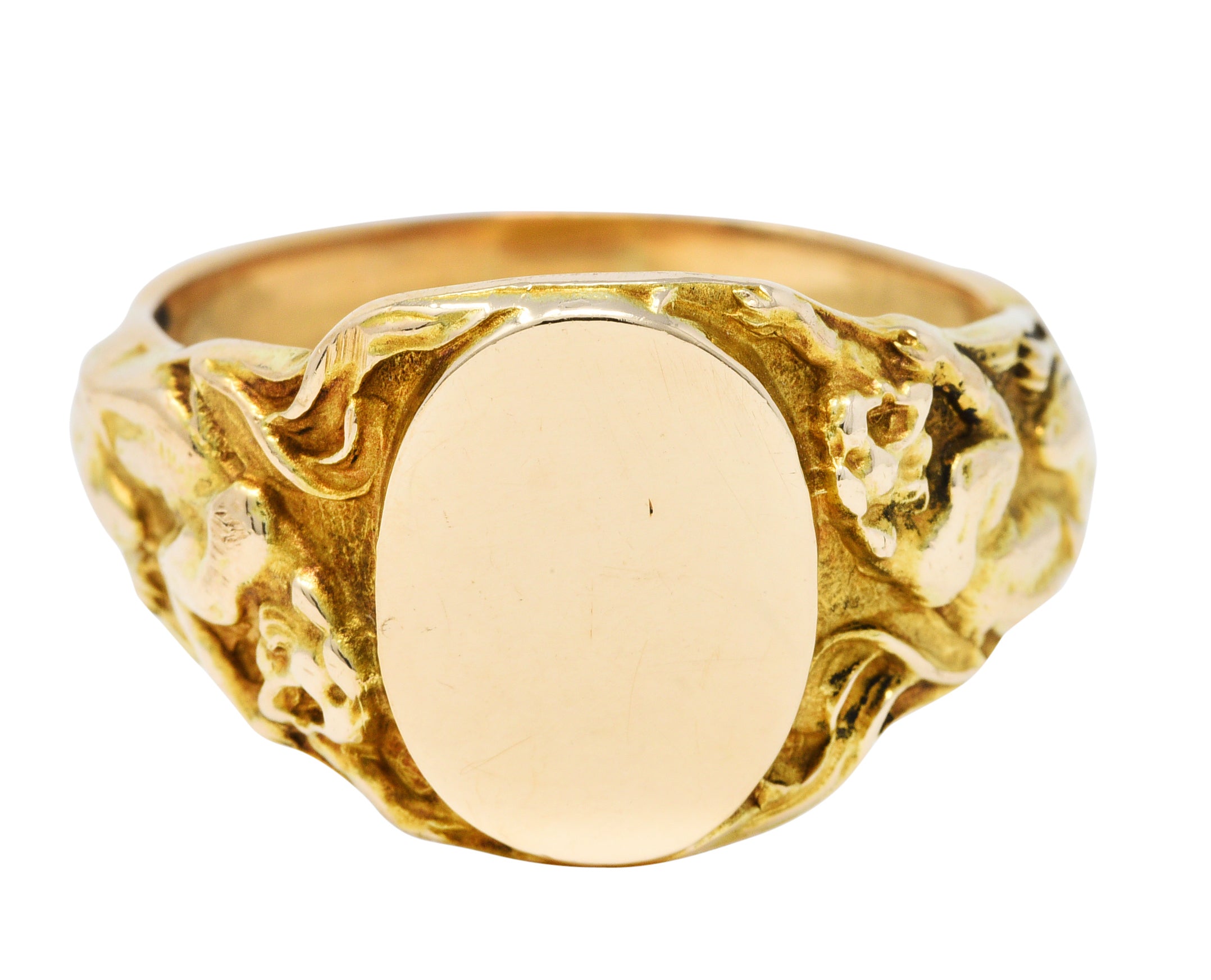 1900 Victorian 14 Karat Gold Men's Jaguar Signet RingRing - Wilson's Estate Jewelry