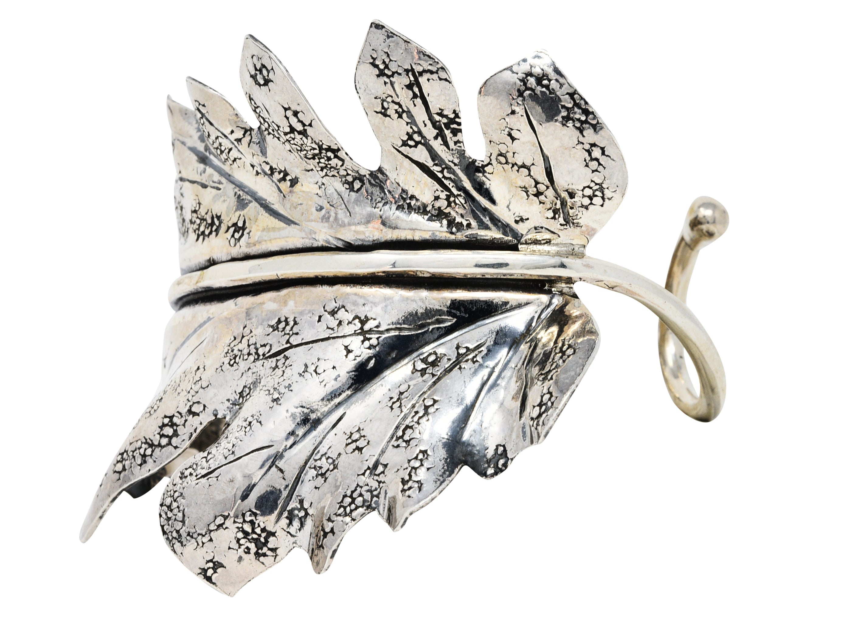 1970's Buccellati Sterling Silver Prestigi Leaf Cuff Braceletbracelet - Wilson's Estate Jewelry