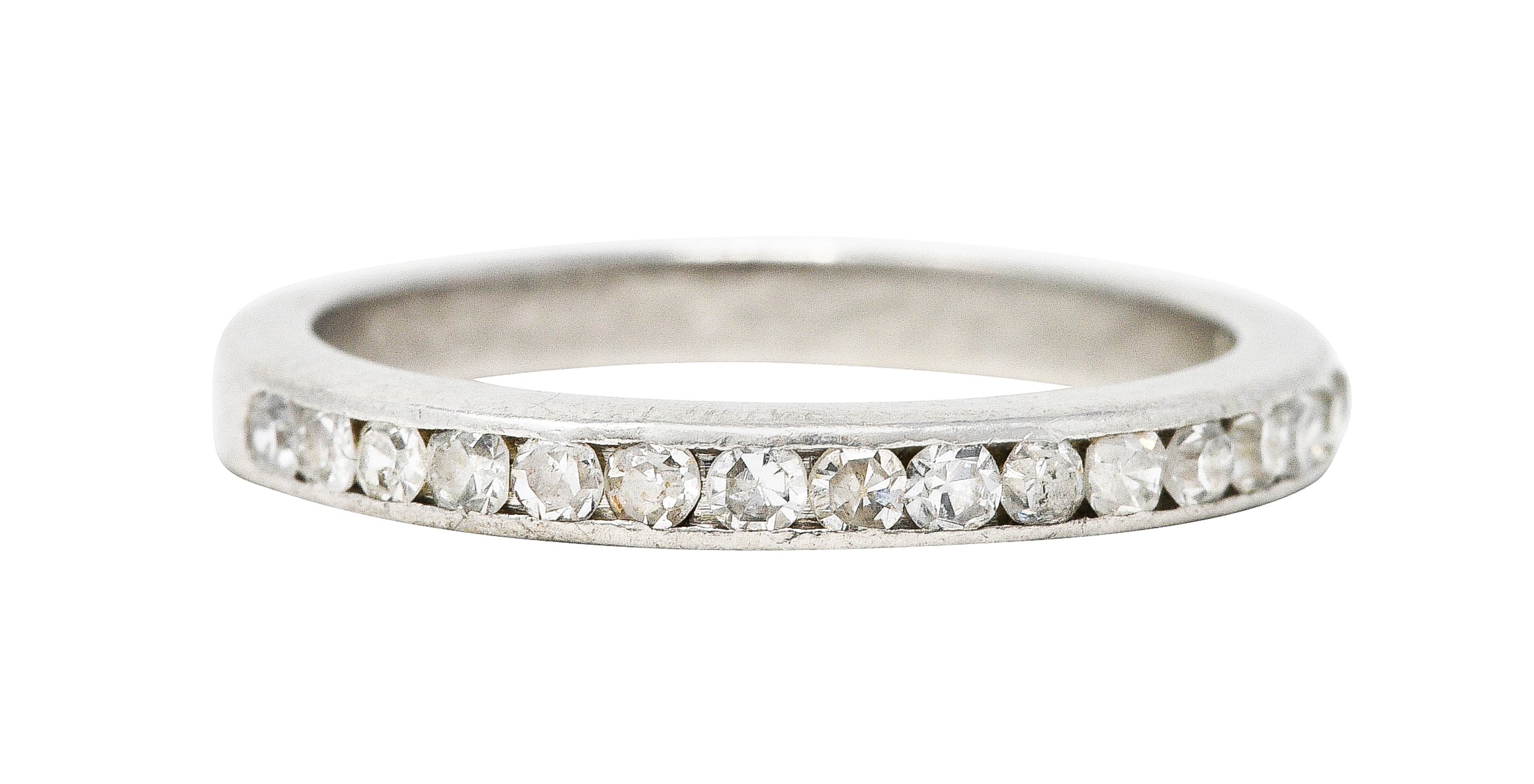 Mid-Century 0.50 CTW Single Cut Diamond Platinum Channel Band RingRing - Wilson's Estate Jewelry