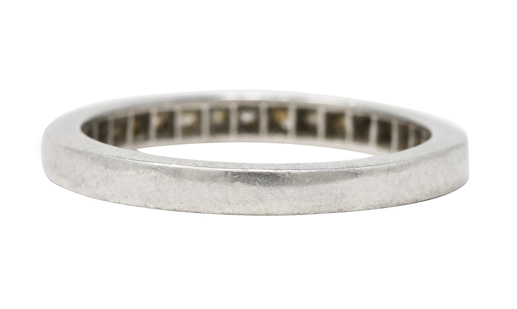 Mid-Century 0.50 CTW Single Cut Diamond Platinum Channel Band RingRing - Wilson's Estate Jewelry