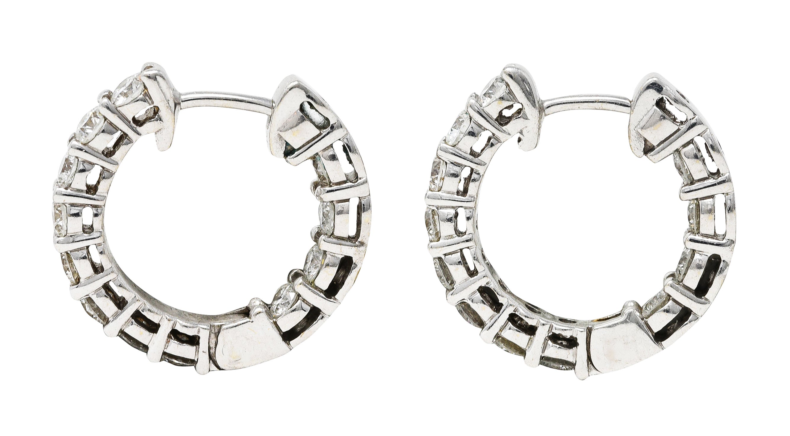 Modern 1.50 CTW Diamond 18 Karat White Gold 17 MM Huggie Hoop EarringsEarrings - Wilson's Estate Jewelry