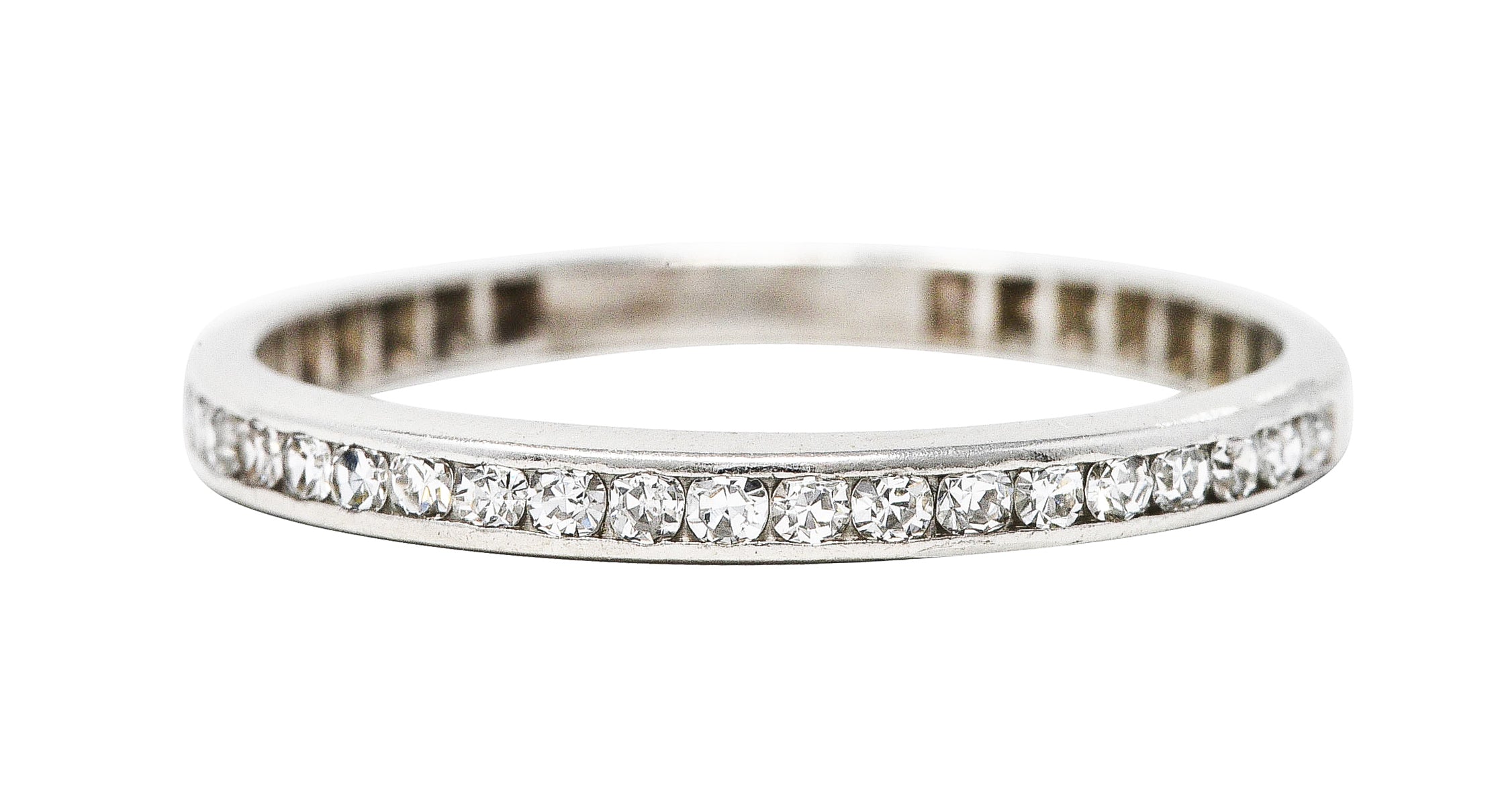 1930's Art Deco 0.25 CTW Single Cut Diamond Platinum Channel Band RingRing - Wilson's Estate Jewelry