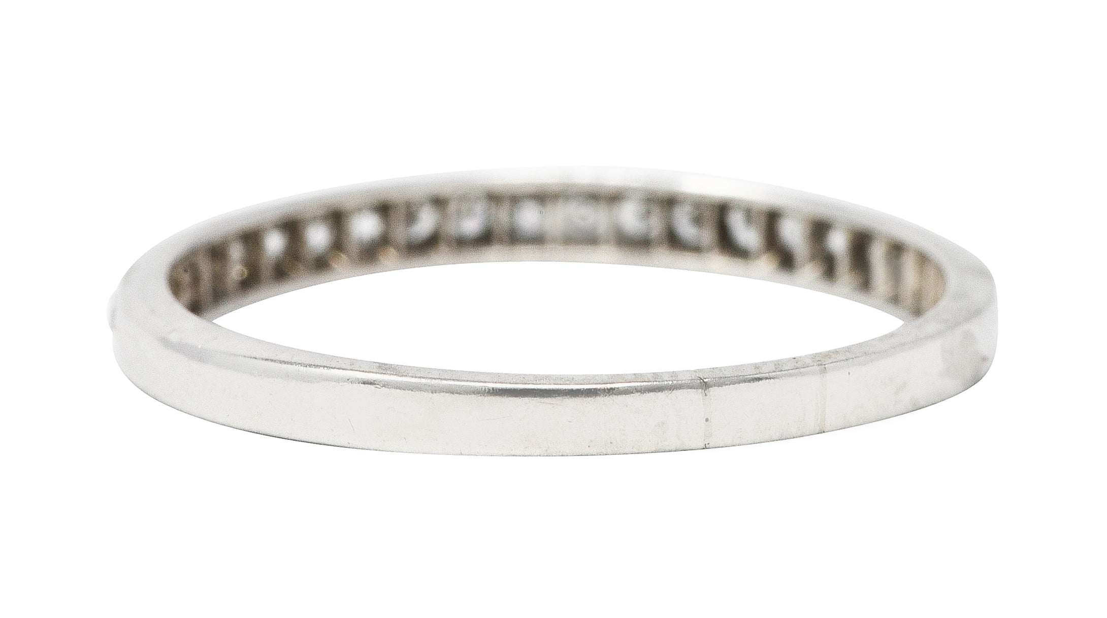 1930's Art Deco 0.25 CTW Single Cut Diamond Platinum Channel Band RingRing - Wilson's Estate Jewelry