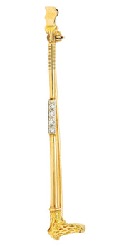 Late Edwardian Diamond 14 Karat Two-Tone Gold Hunting Crop Pendant BroochBrooch - Wilson's Estate Jewelry