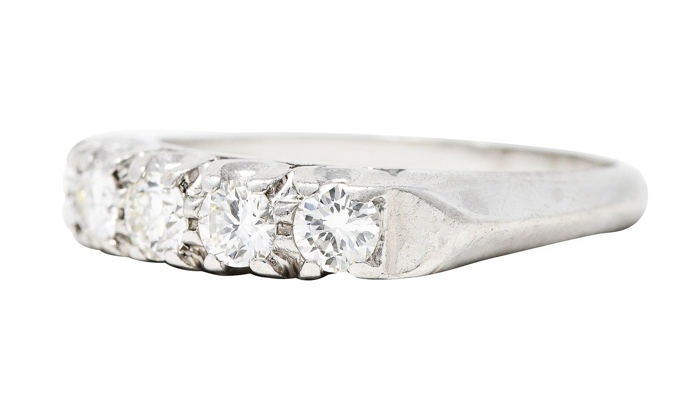 1950's Mid-Century 0.50 CTW Diamond Platinum Five Stone Fishtail Band RingRing - Wilson's Estate Jewelry