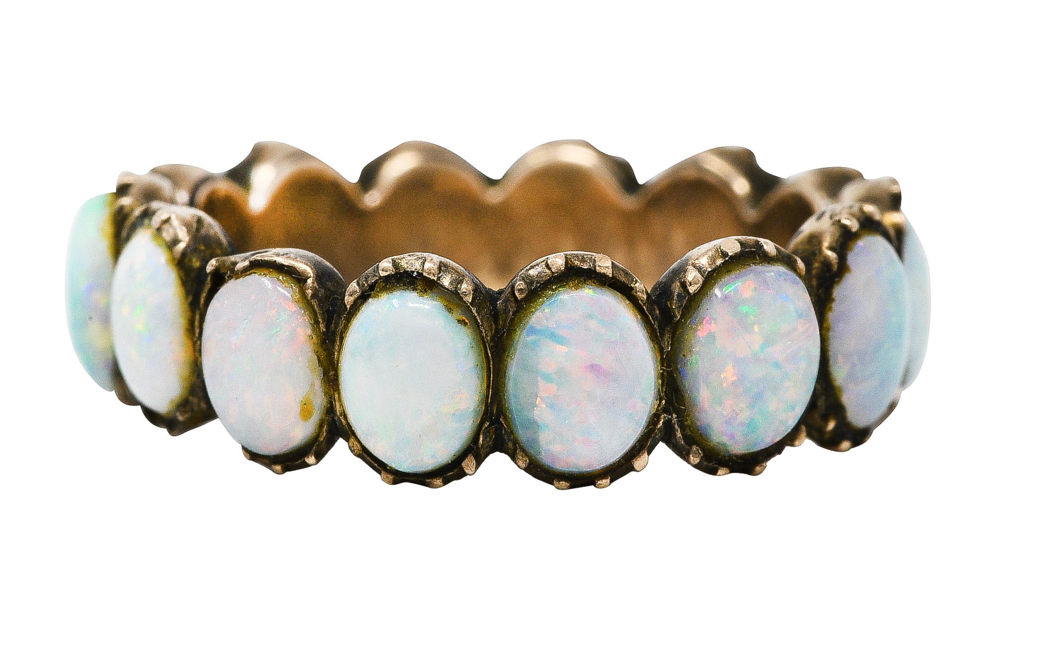 Victorian Opal 10 Karat Rose Gold Eternity Band Antique Ring Wilson's Estate Jewelry