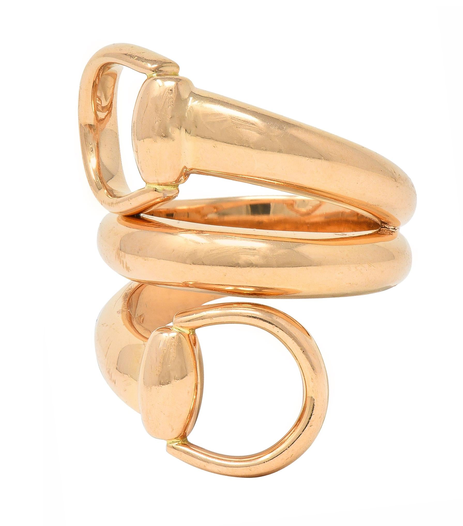 Gucci Contemporary 18 Karat Rose Gold Horsebit Wrap Ring