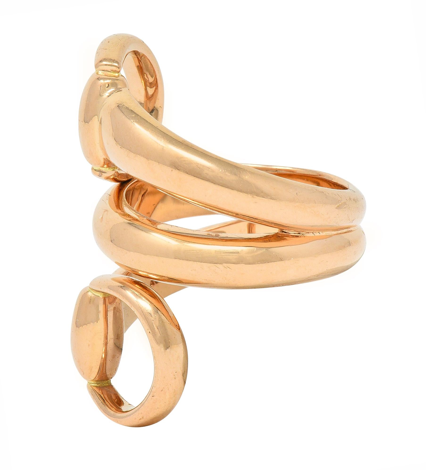 Gucci Contemporary 18 Karat Rose Gold Horsebit Wrap Ring