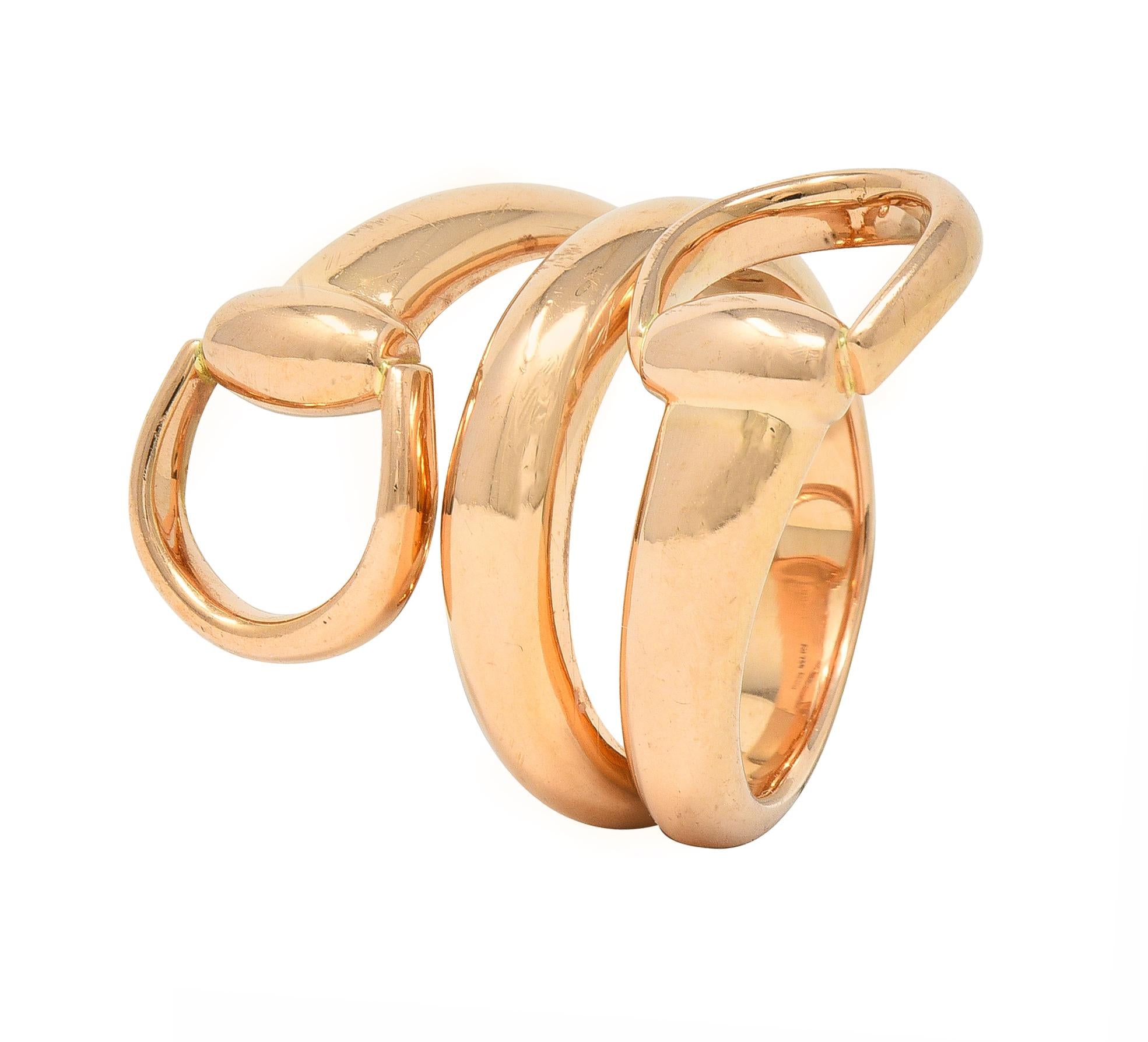 Gucci Contemporary 18 Karat Rose Gold Horsebit Wrap Ring