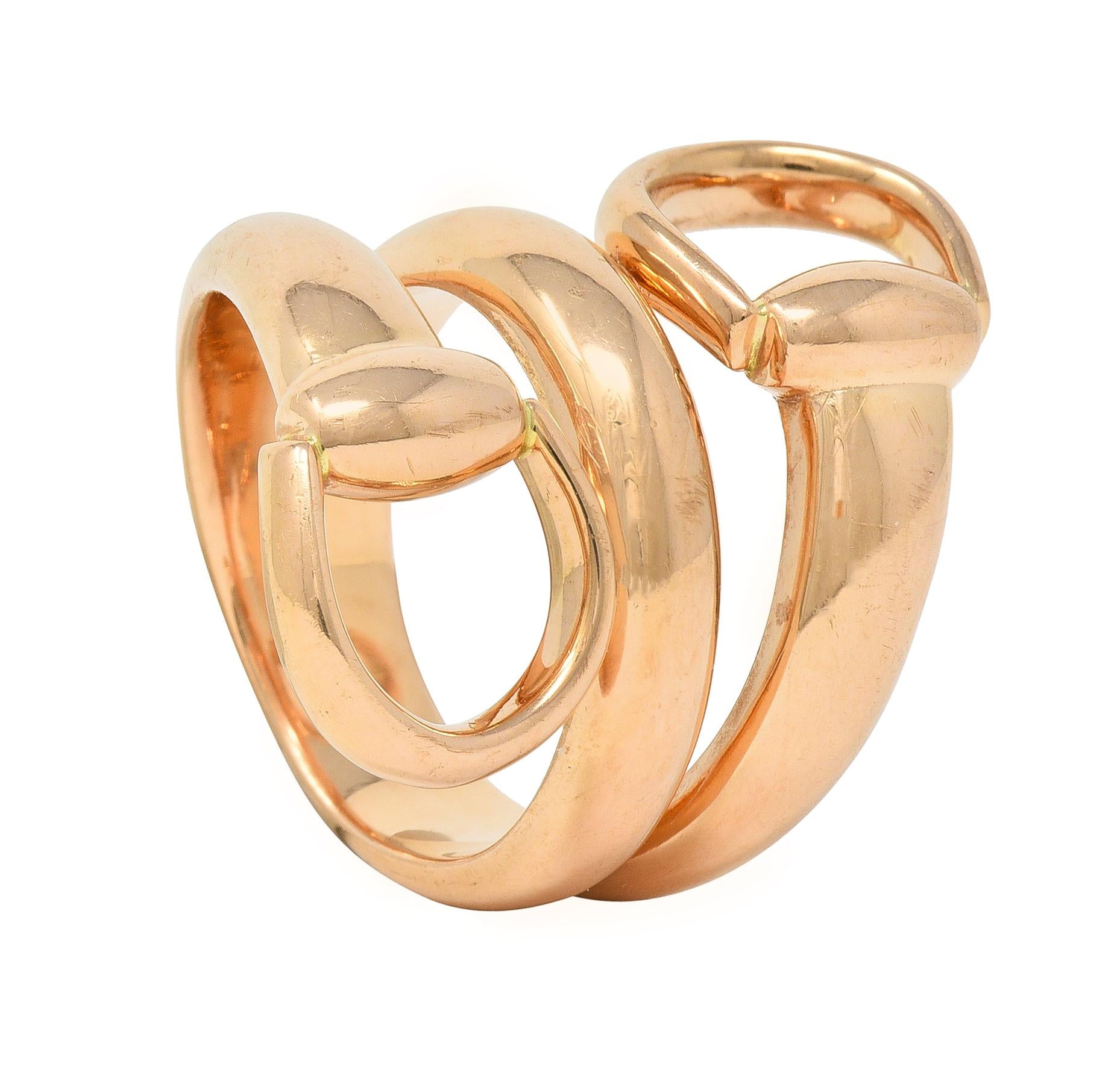 Gucci Contemporary 18 Karat Rose Gold Horsebit Wrap Ring