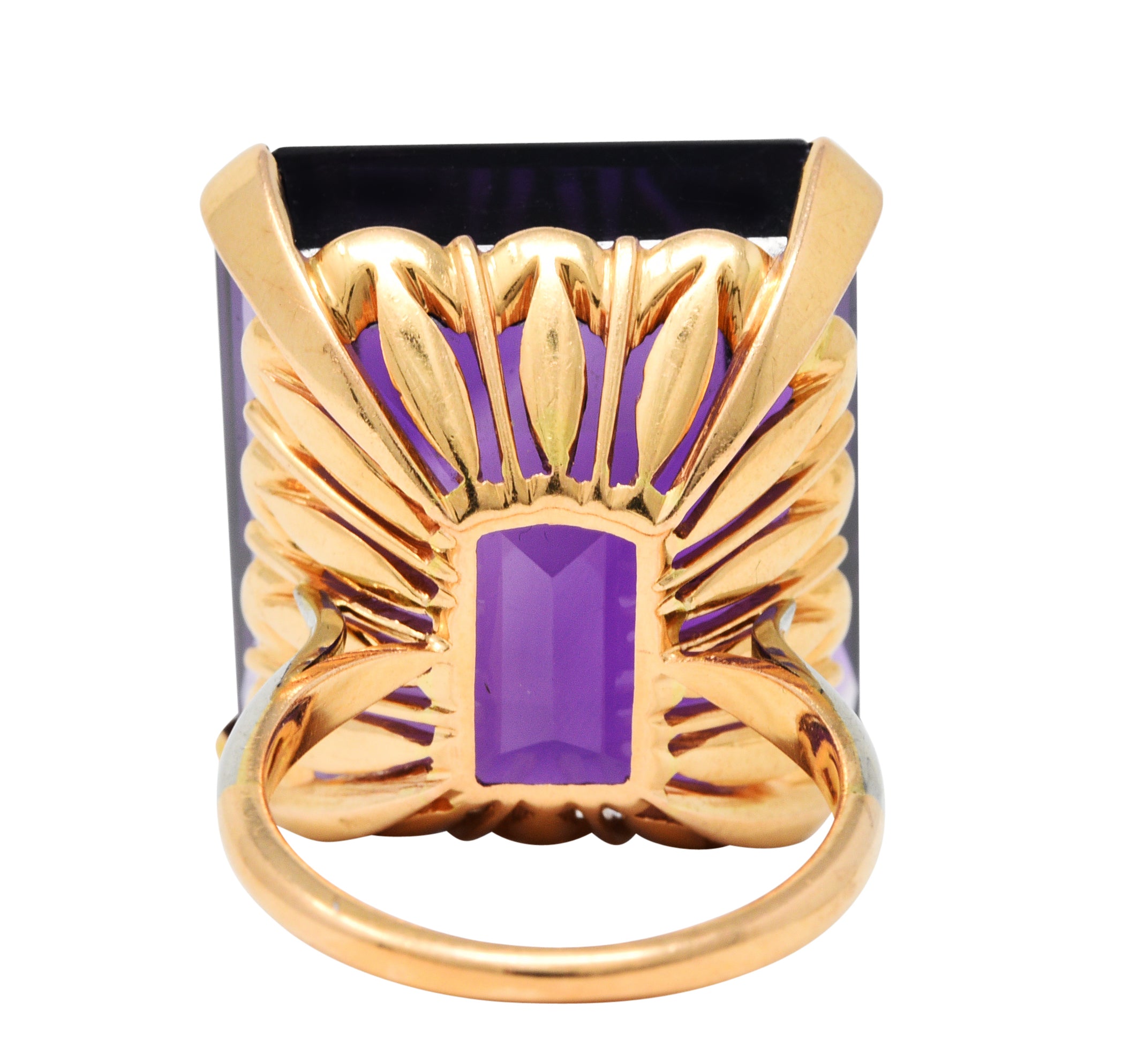 Vintage Amethyst Diamond 18 Karat Two-Tone Gold Statement RingRing - Wilson's Estate Jewelry