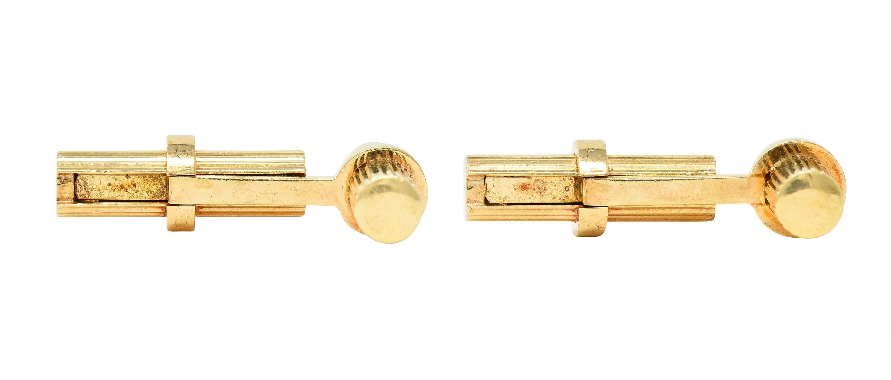 Tiffany & Co. 1960's 14 Karat Yellow Gold Barrel Vintage Cufflinks