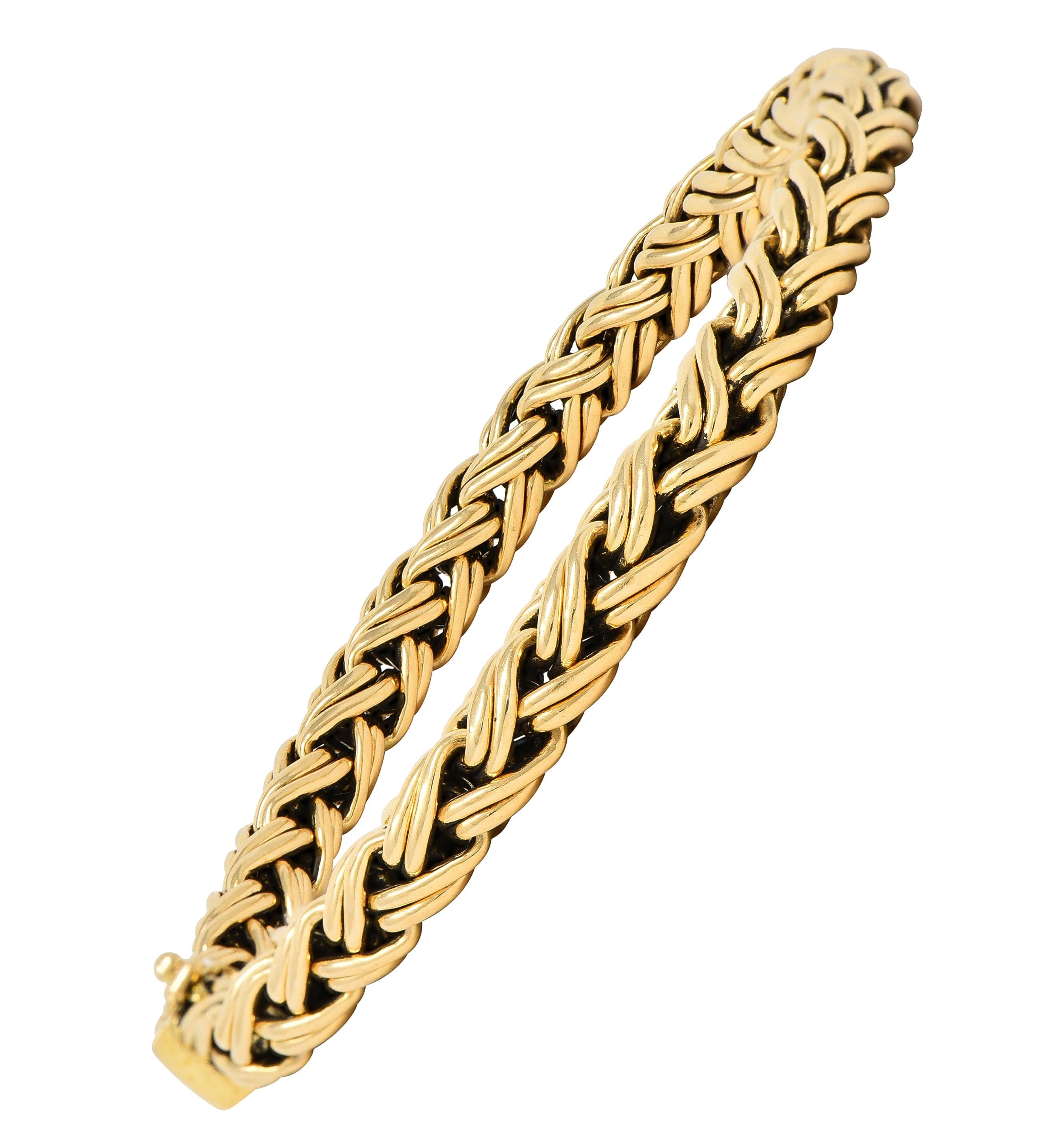 Tiffany & Co. 1990's 14 Karat Yellow Gold Russian Weave Vintage Chain Bracelet