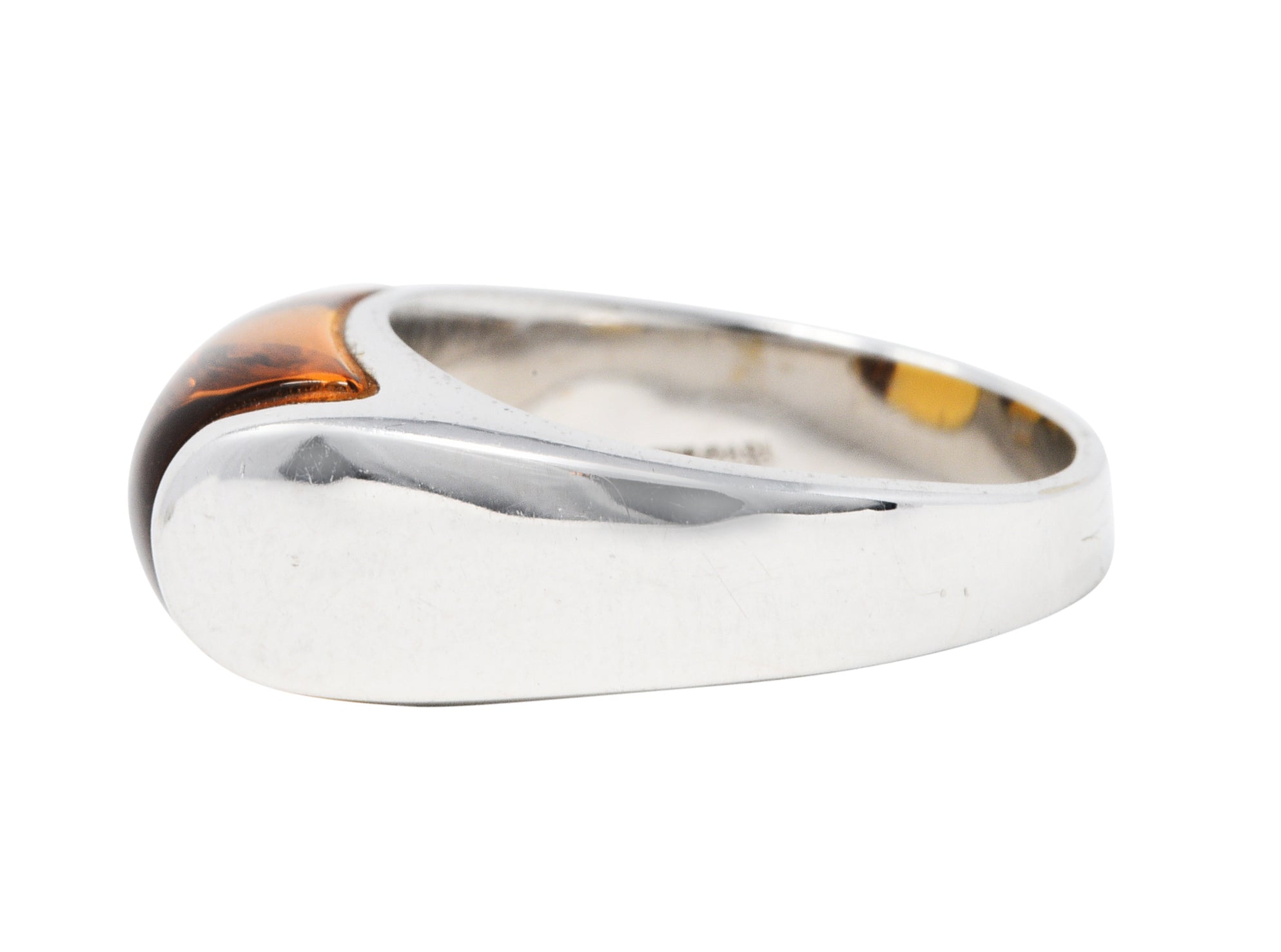 Bulgari Citrine 18 Karat White Gold Tronchetto Gemstone Band RingRing - Wilson's Estate Jewelry