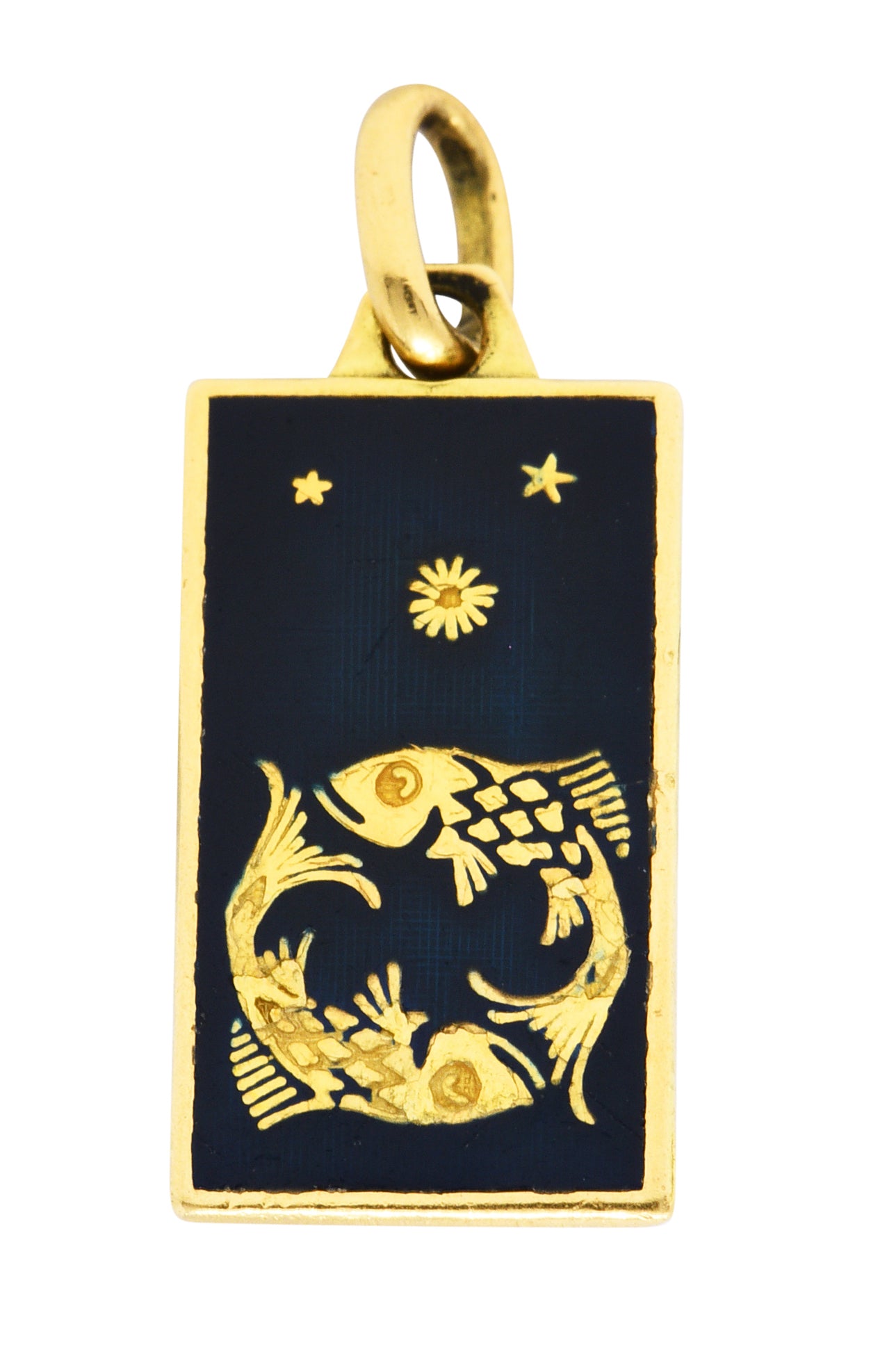 1970's Italian Enamel 18 Karat Gold Pisces Zodiac Charmcharm - Wilson's Estate Jewelry