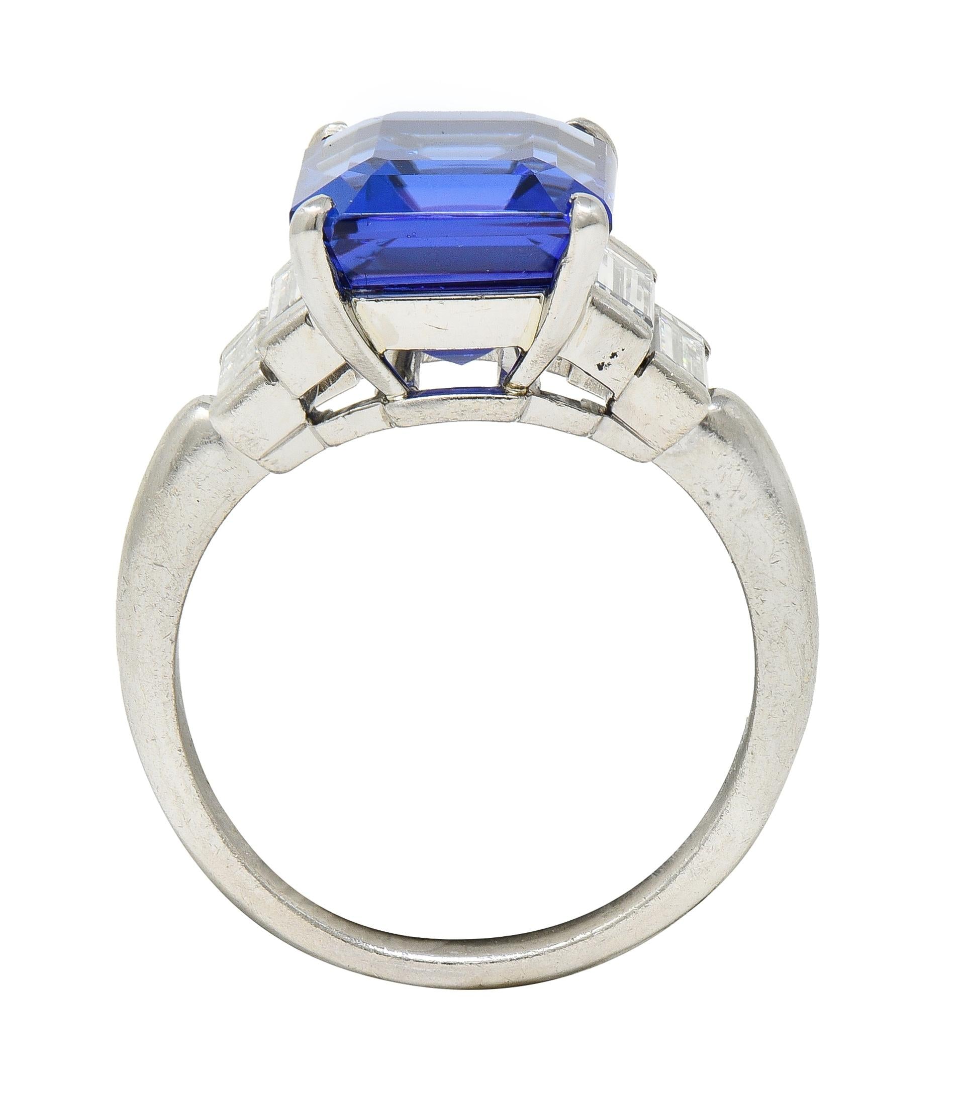 Tiffany & Co. 7.92 CTW Tanzanite Diamond Platinum Stepped Vintage Cocktail Ring