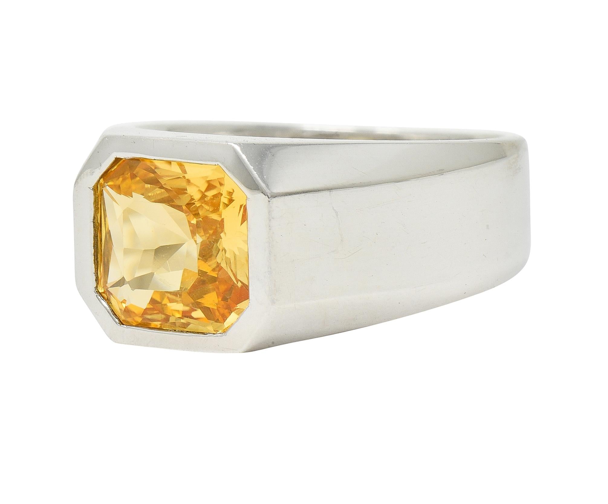 4.02 CTW No Heat Fancy Orangy Yellow Sri Lanka Ceylon Sapphire Unisex Ring GIA