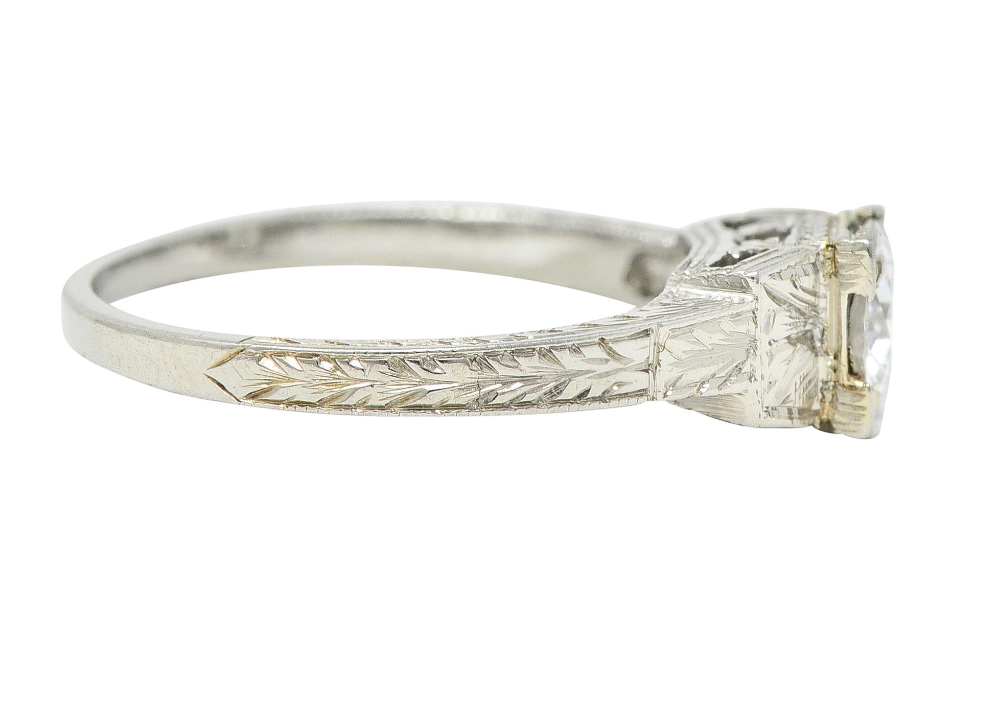 1930s Art Deco 0.40 CTW Old European Cut Diamond 18 Karat Gold Engagement Ring