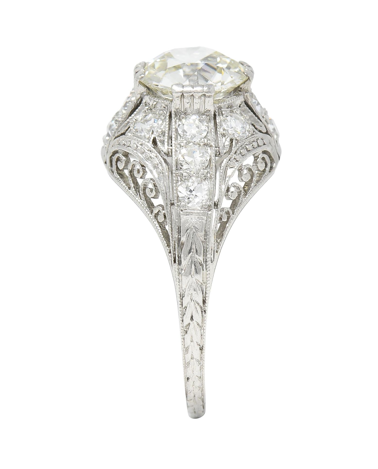 Edwardian 1.77 CTW Old European Cut Diamond Platinum Bombay Engagement Ring