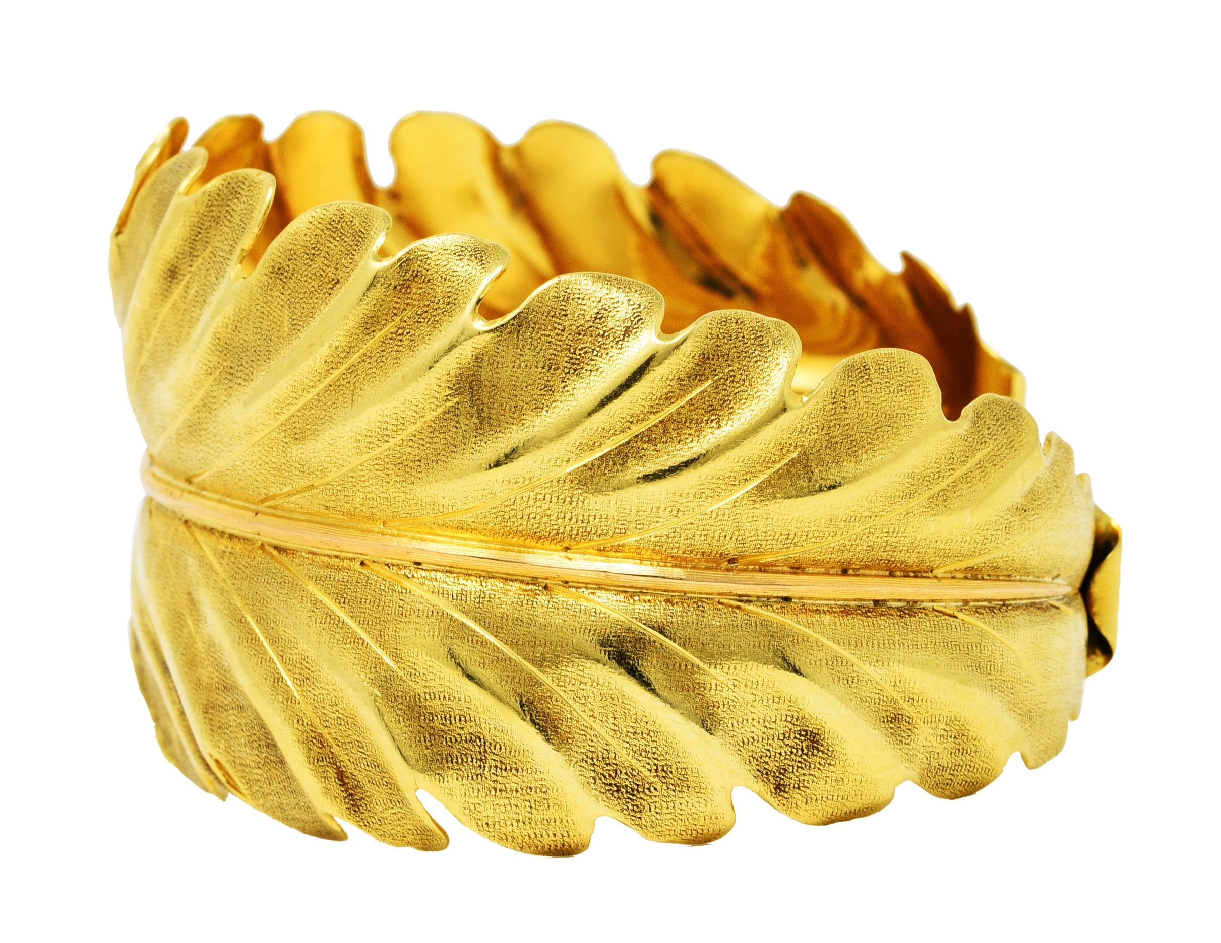 1960's Buccellati 18 Karat Two-Tone Gold Vintage Floral Oak Leaf Cuff BraceletBracelet - Wilson's Estate Jewelry