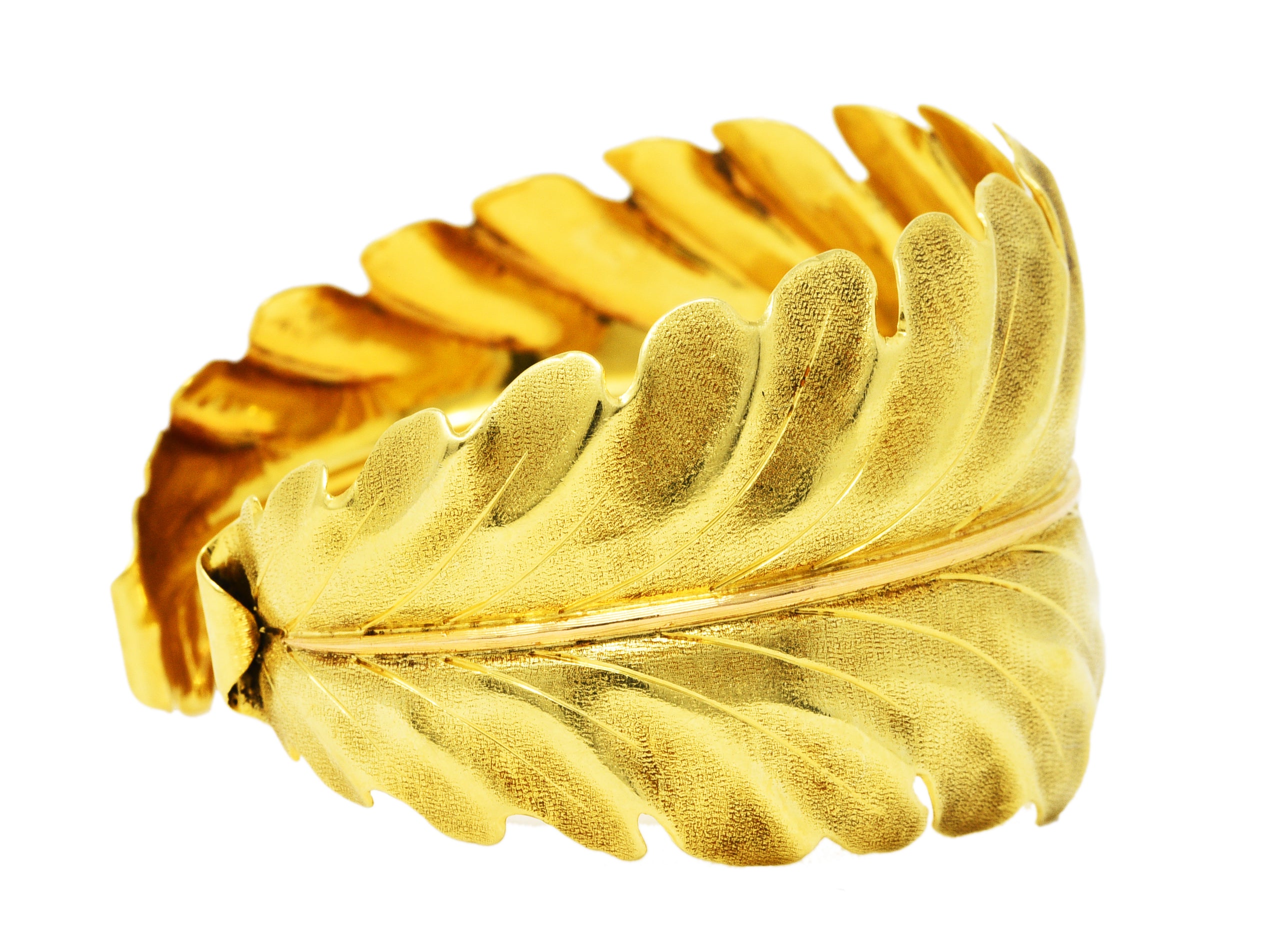 1960's Buccellati 18 Karat Two-Tone Gold Vintage Floral Oak Leaf Cuff BraceletBracelet - Wilson's Estate Jewelry