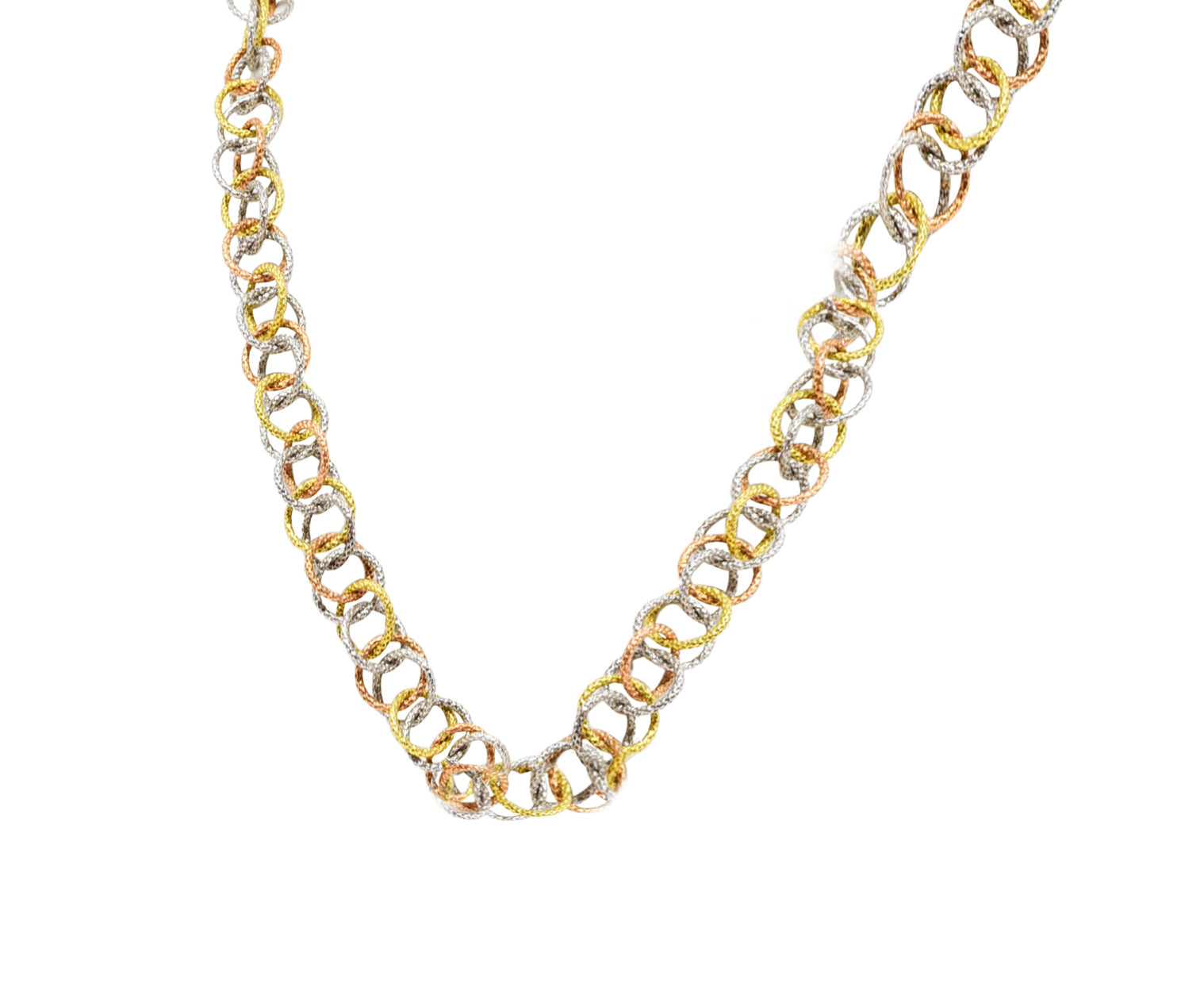 Buccellati Italy 18 Karat Tri-Colored Gold Hawaii Chain NecklaceNecklace - Wilson's Estate Jewelry