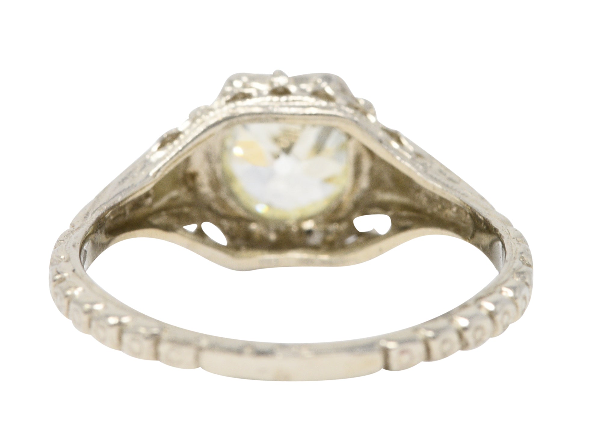 Art Deco 0.82 CTW Diamond 14 Karat White Gold Blossom Engagement RingRing - Wilson's Estate Jewelry