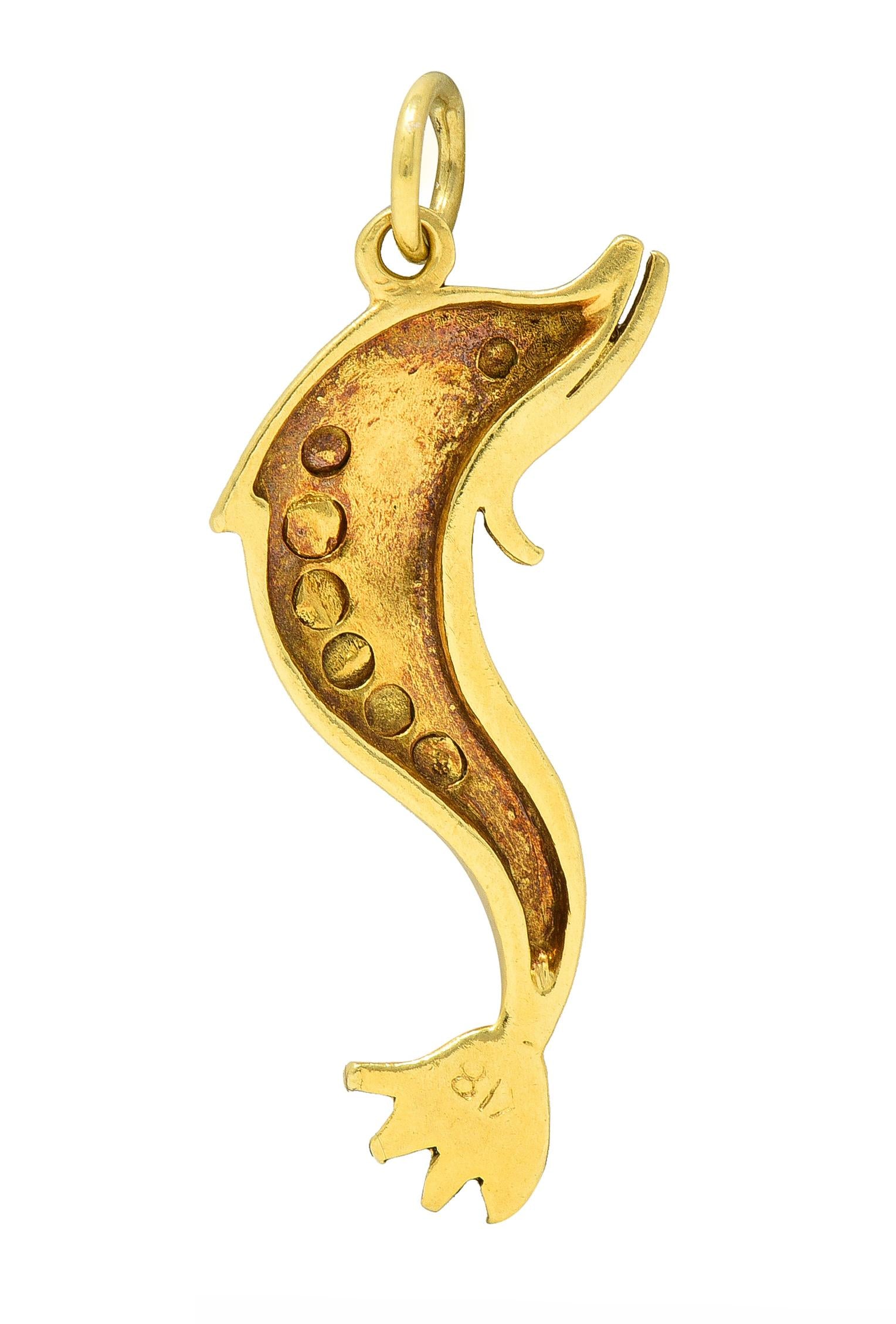 Vintage 18 Karat Yellow Gold Eel Fish Pendant Charm