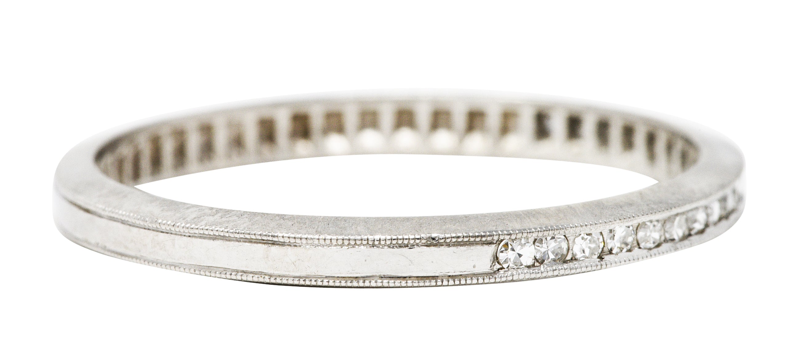 Art Deco Single Cut Diamond Platinum Channel Band RingRing - Wilson's Estate Jewelry