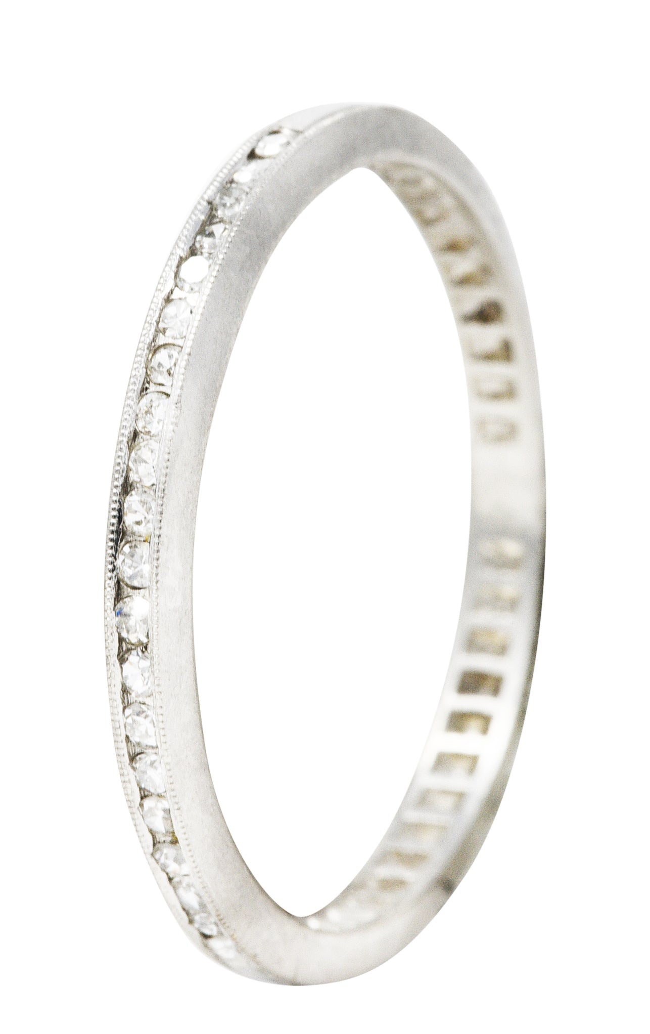 Art Deco Single Cut Diamond Platinum Channel Band RingRing - Wilson's Estate Jewelry