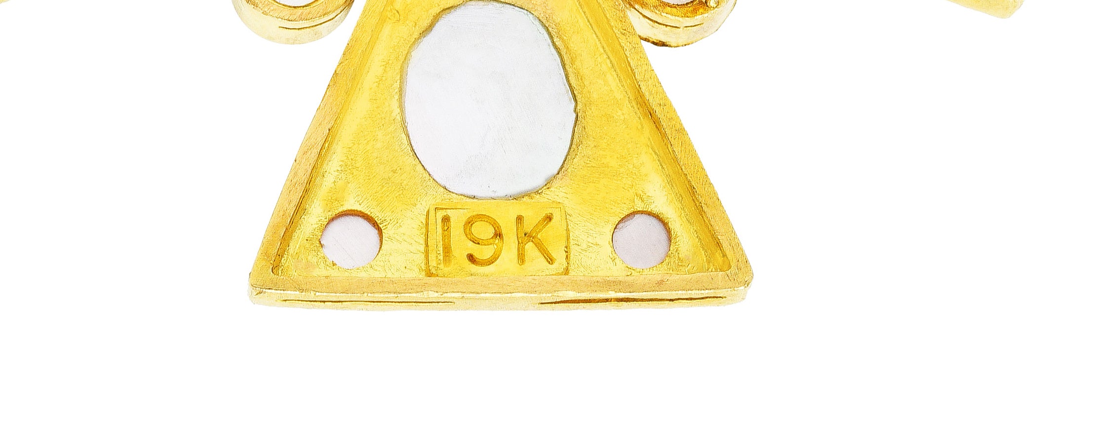 Elizabeth Locke Citrine Smokey Quartz Carnelian Mother-of-Pearl 19 Karat Yellow Gold Maltese Cross Enhancer Pendant Wilson's Estate Jewelry