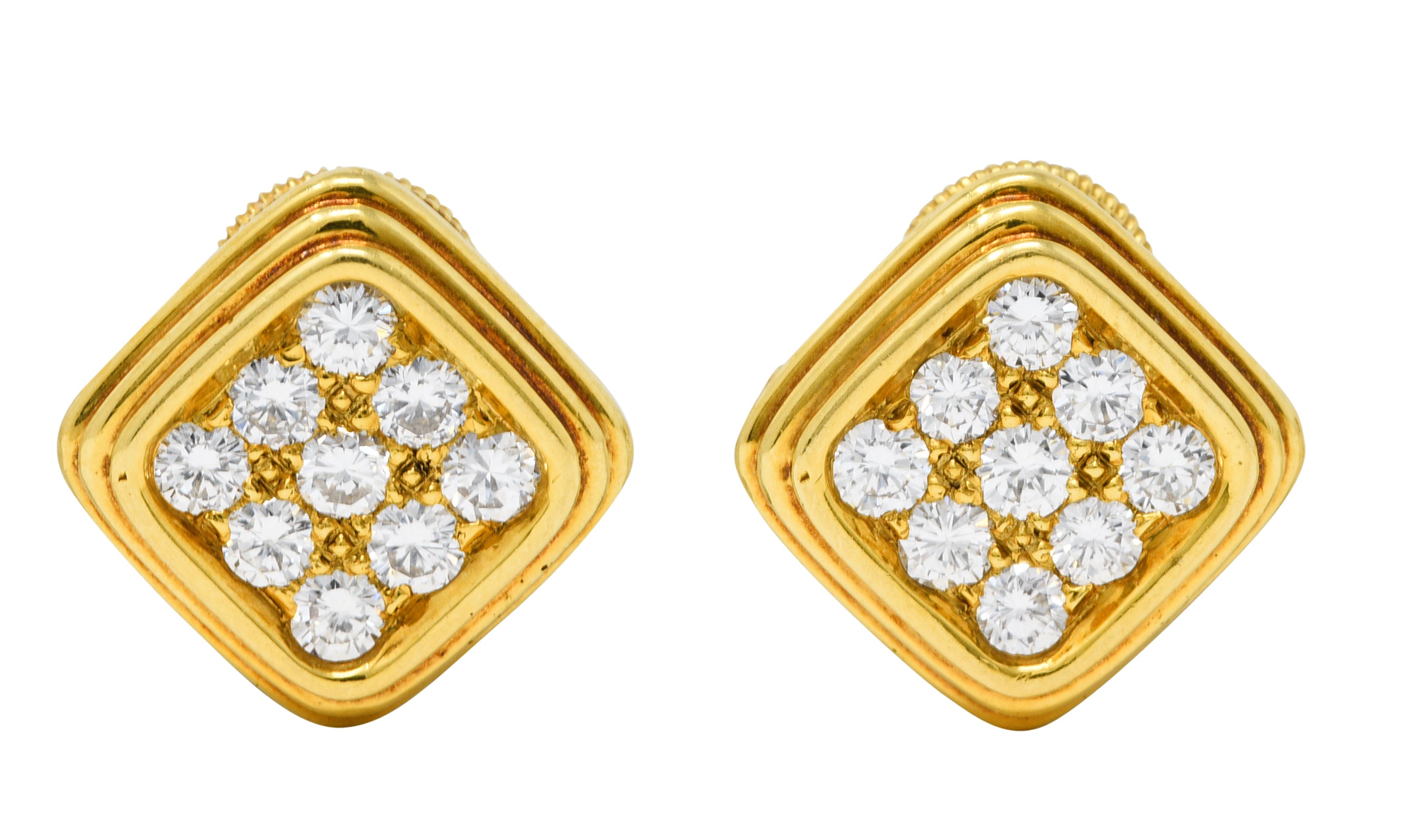 Harry Winston by Jacques Timey 1.50 CTW Diamond 18 Karat Gold Navette Ear-Clip EarringsRing - Wilson's Estate Jewelry