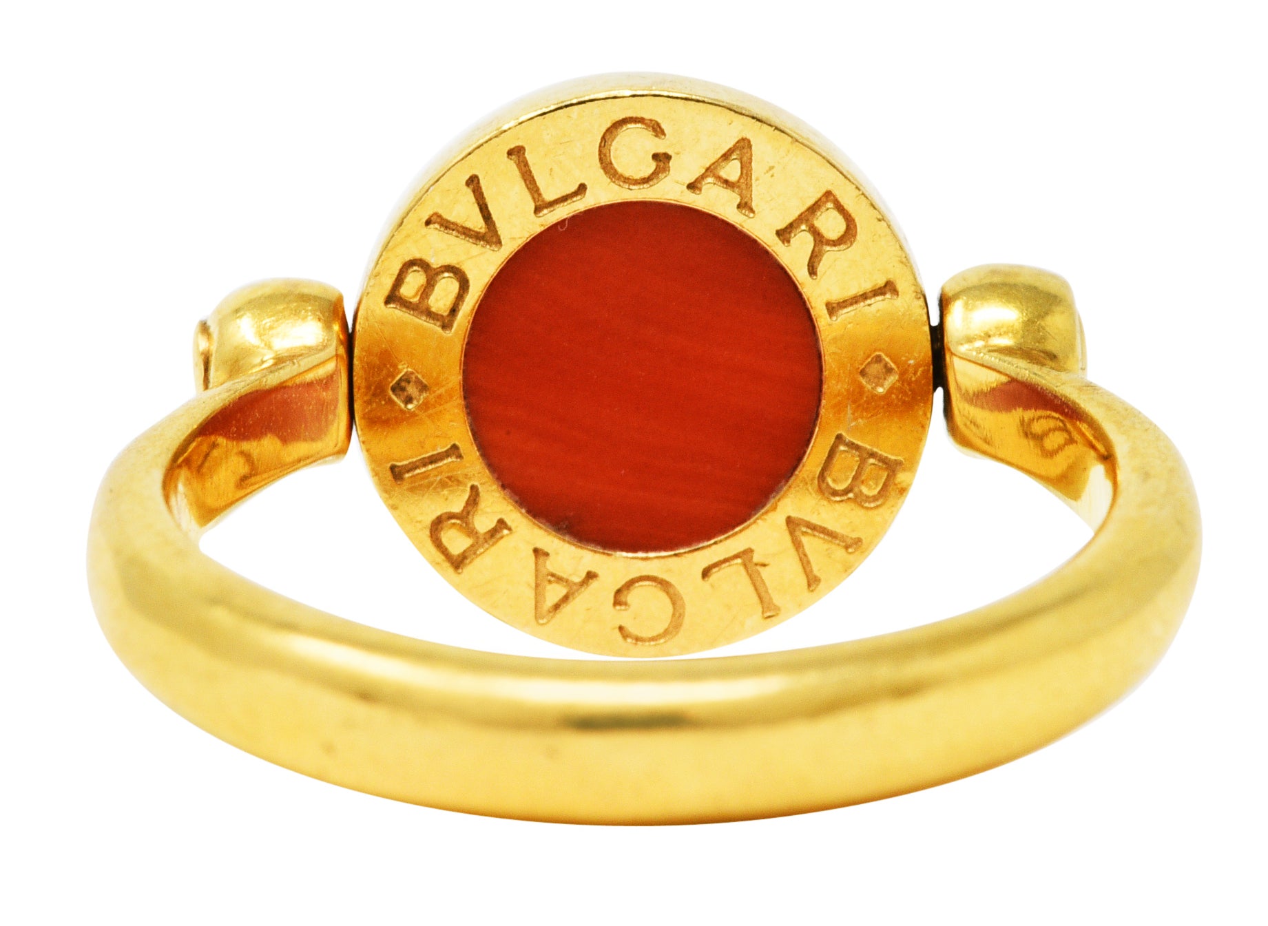 Bulgari Coral Onyx 18 Karat Yellow Gold Flip Band RingRing - Wilson's Estate Jewelry