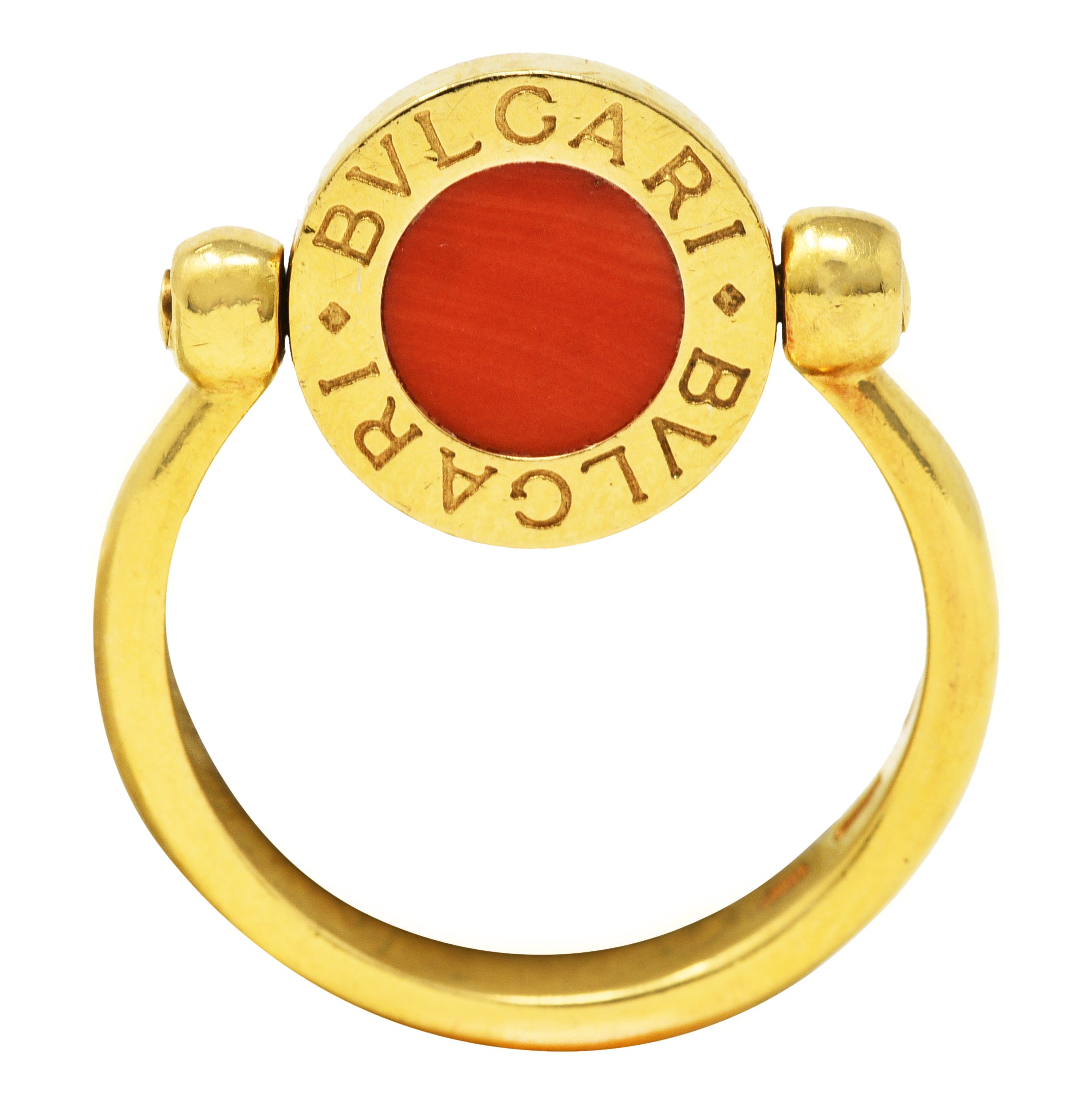 Bulgari Coral Onyx 18 Karat Yellow Gold Flip Band RingRing - Wilson's Estate Jewelry