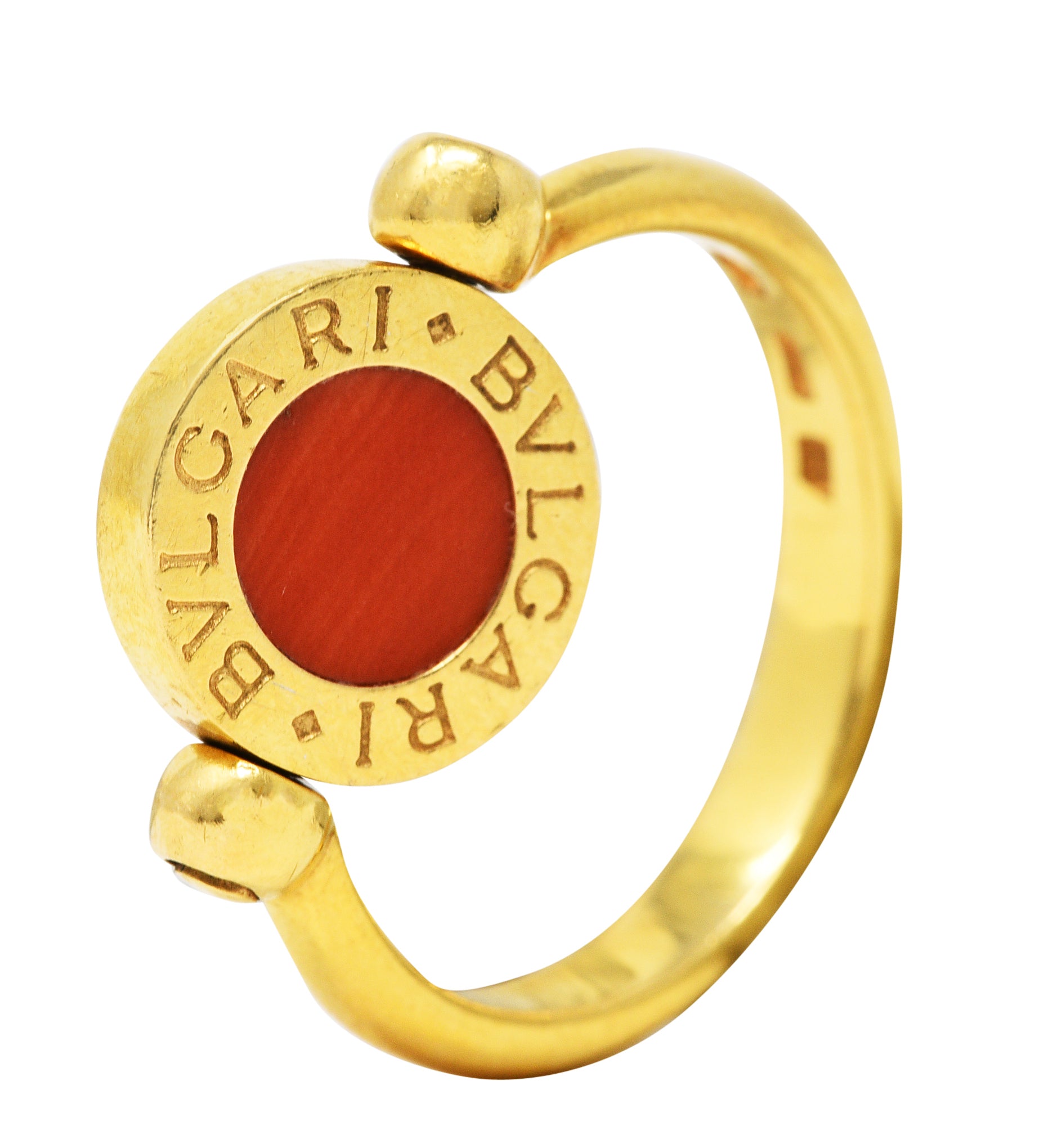 Bulgari Coral Onyx 18 Karat Yellow Gold Flip Band RingRing - Wilson's Estate Jewelry