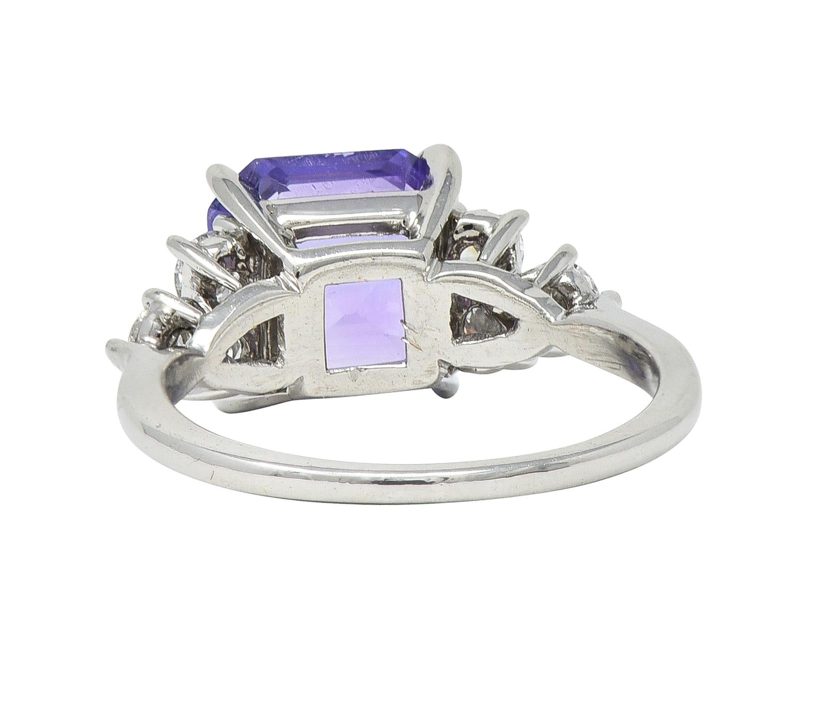 Contemporary 4.75 CTW No Heat Lavender Ceylon Sapphire Diamond Platinum Ring GIA