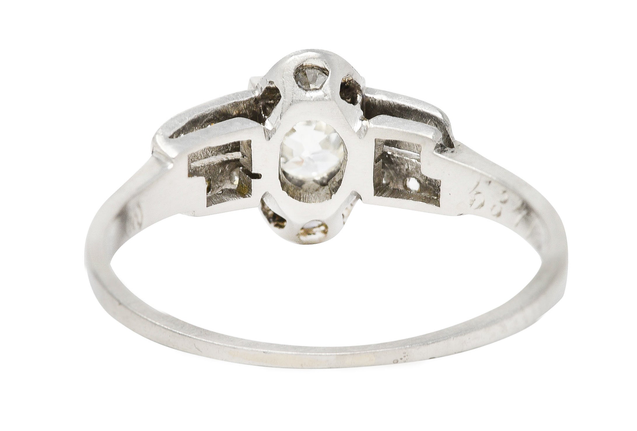 Art Deco 1920 0.51 CTW Old European Cut Diamond Platinum Geometric Antique Engagement Ring Wilson's Estate Jewelry