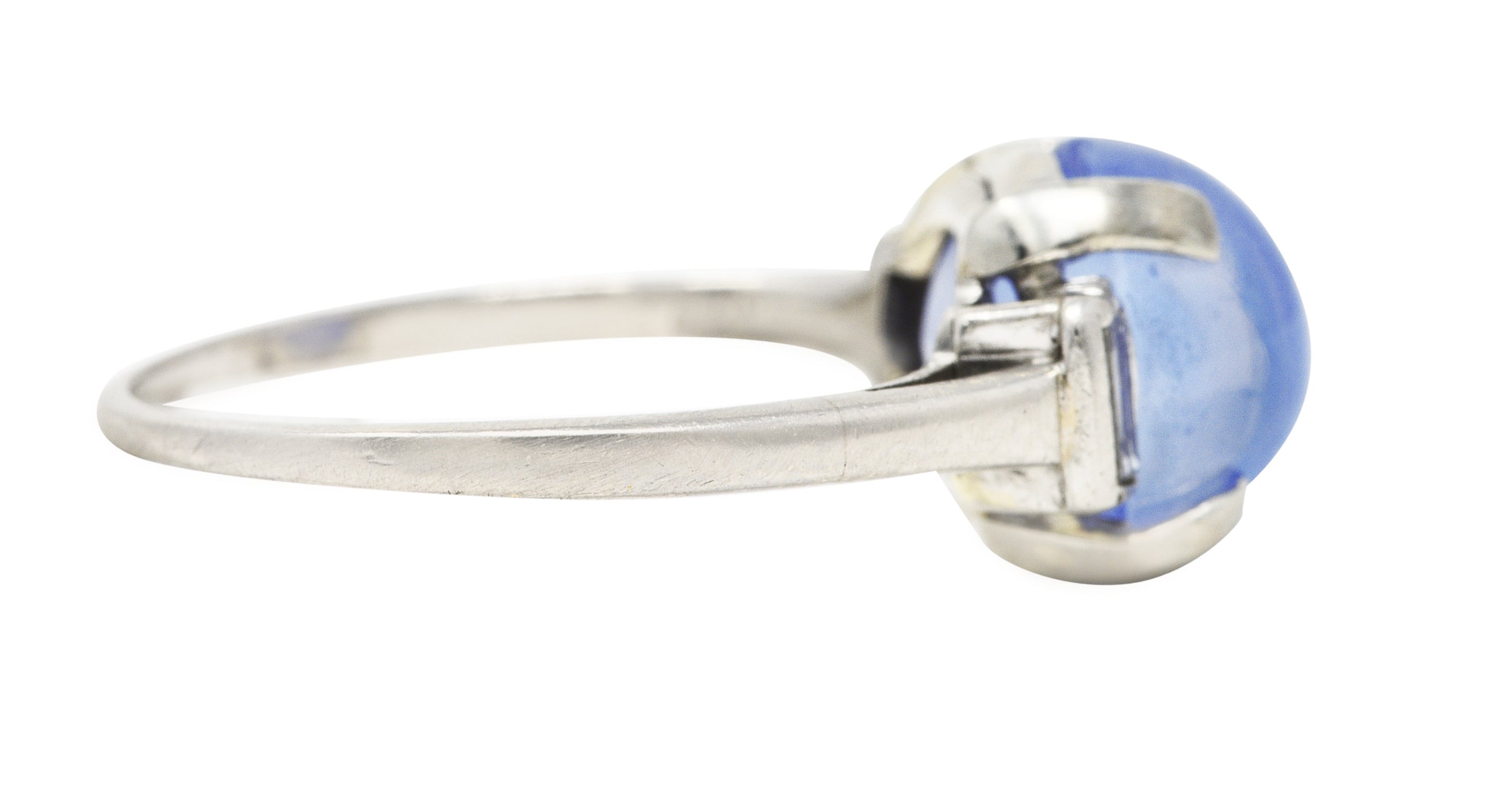 1950's Mid-Century 8.24 CTW Star Sapphire Cabochon Diamond Platinum Vintage Gemstone Ring Wilson's Estate Jewelry