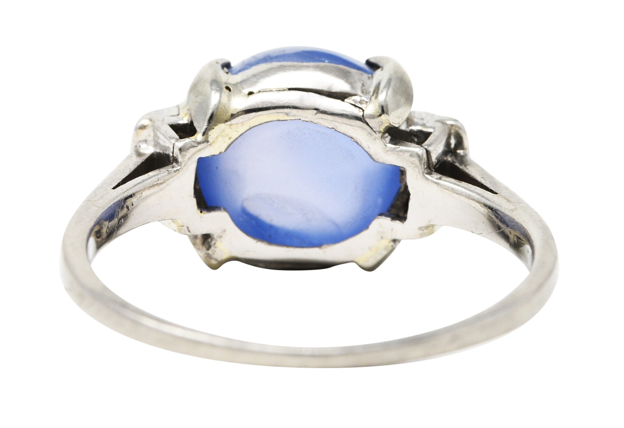 1950's Mid-Century 8.24 CTW Star Sapphire Cabochon Diamond Platinum Vintage Gemstone Ring Wilson's Estate Jewelry