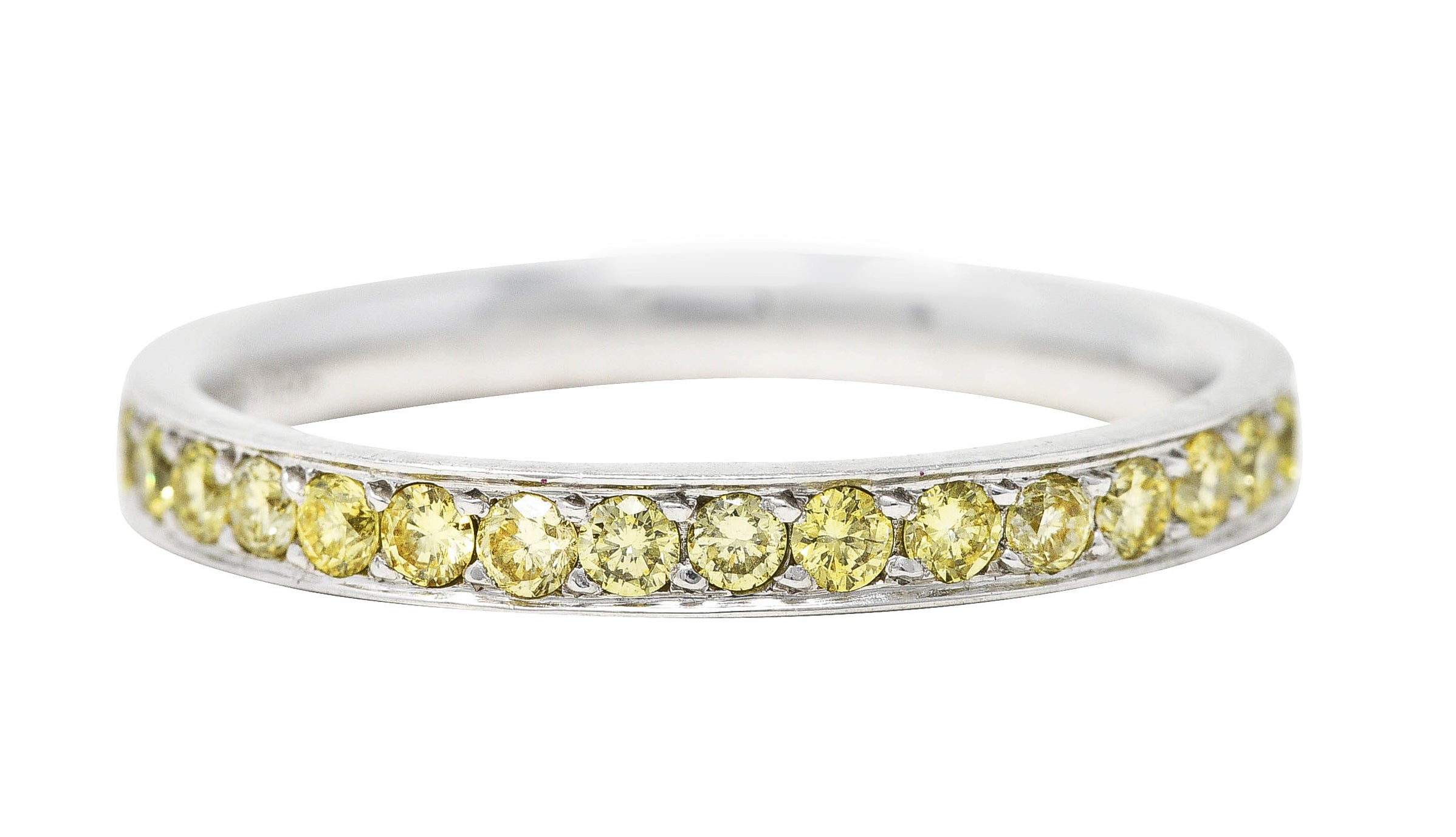 Contemporary 0.85 CTW Yellow Diamond Platinum Band Ring Wilson's Antique & Estate Jewelry