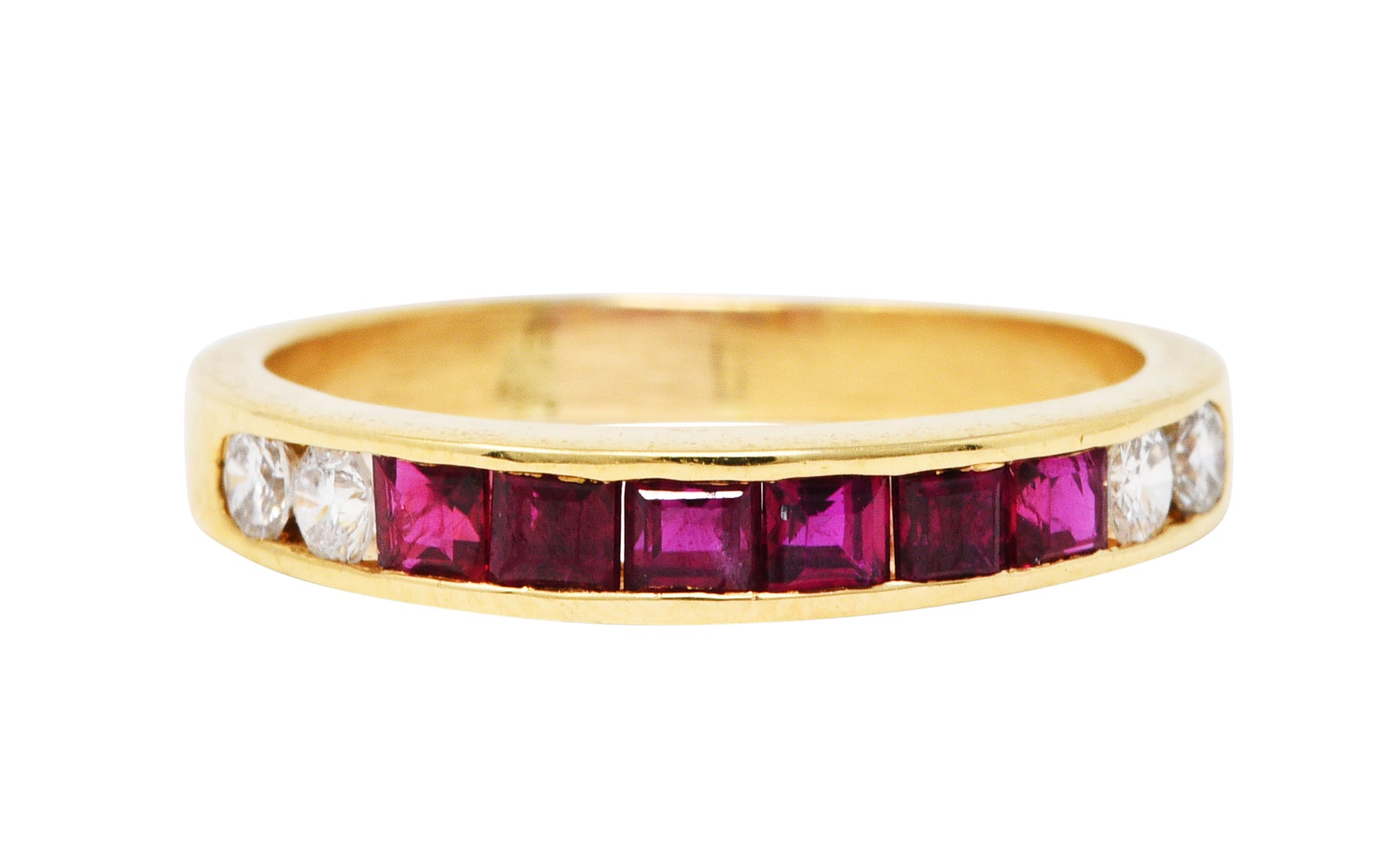 Vintage Ruby Diamond 18 Karat Gold Channel Band RingRing - Wilson's Estate Jewelry