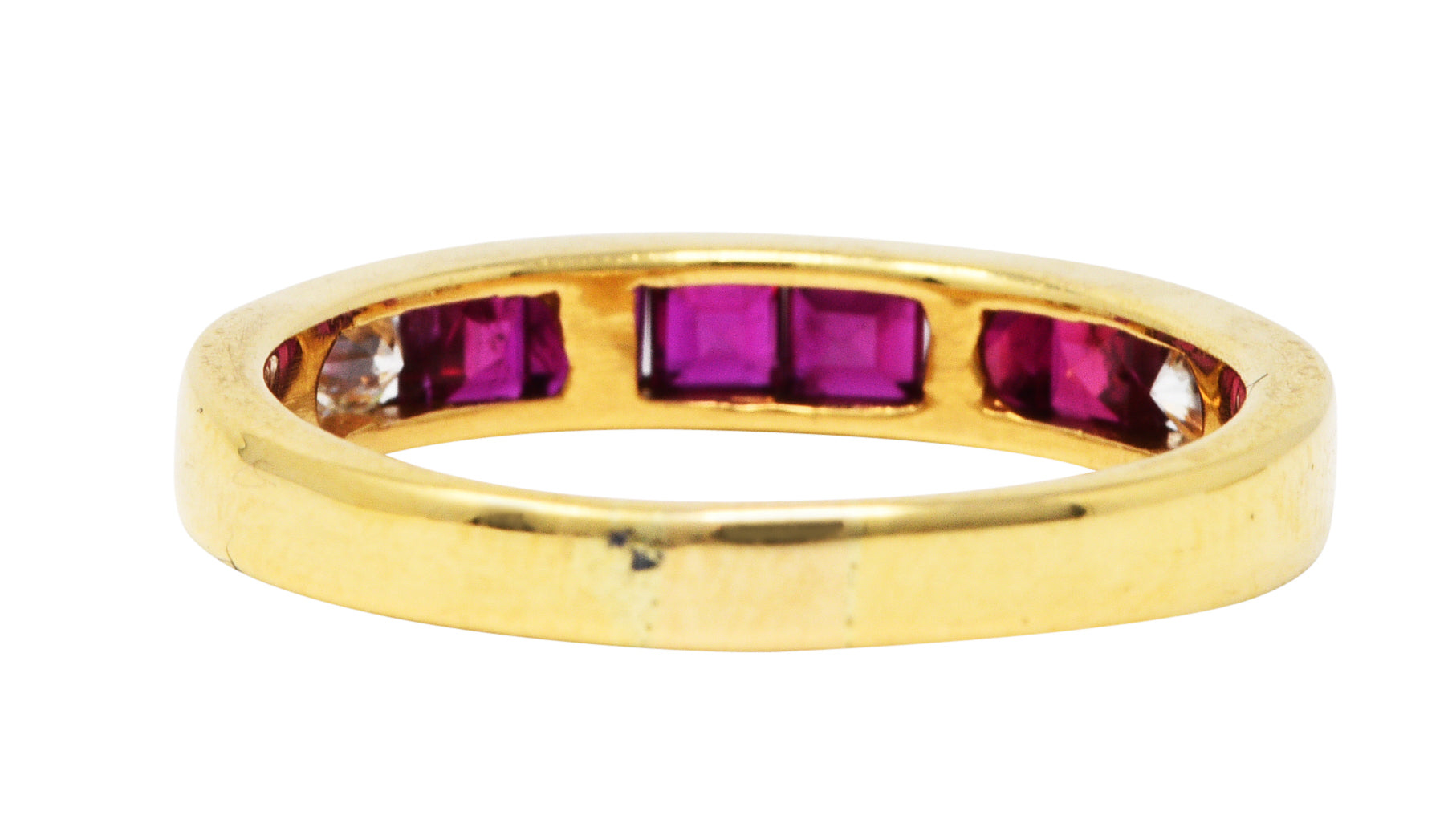 Vintage Ruby Diamond 18 Karat Gold Channel Band RingRing - Wilson's Estate Jewelry