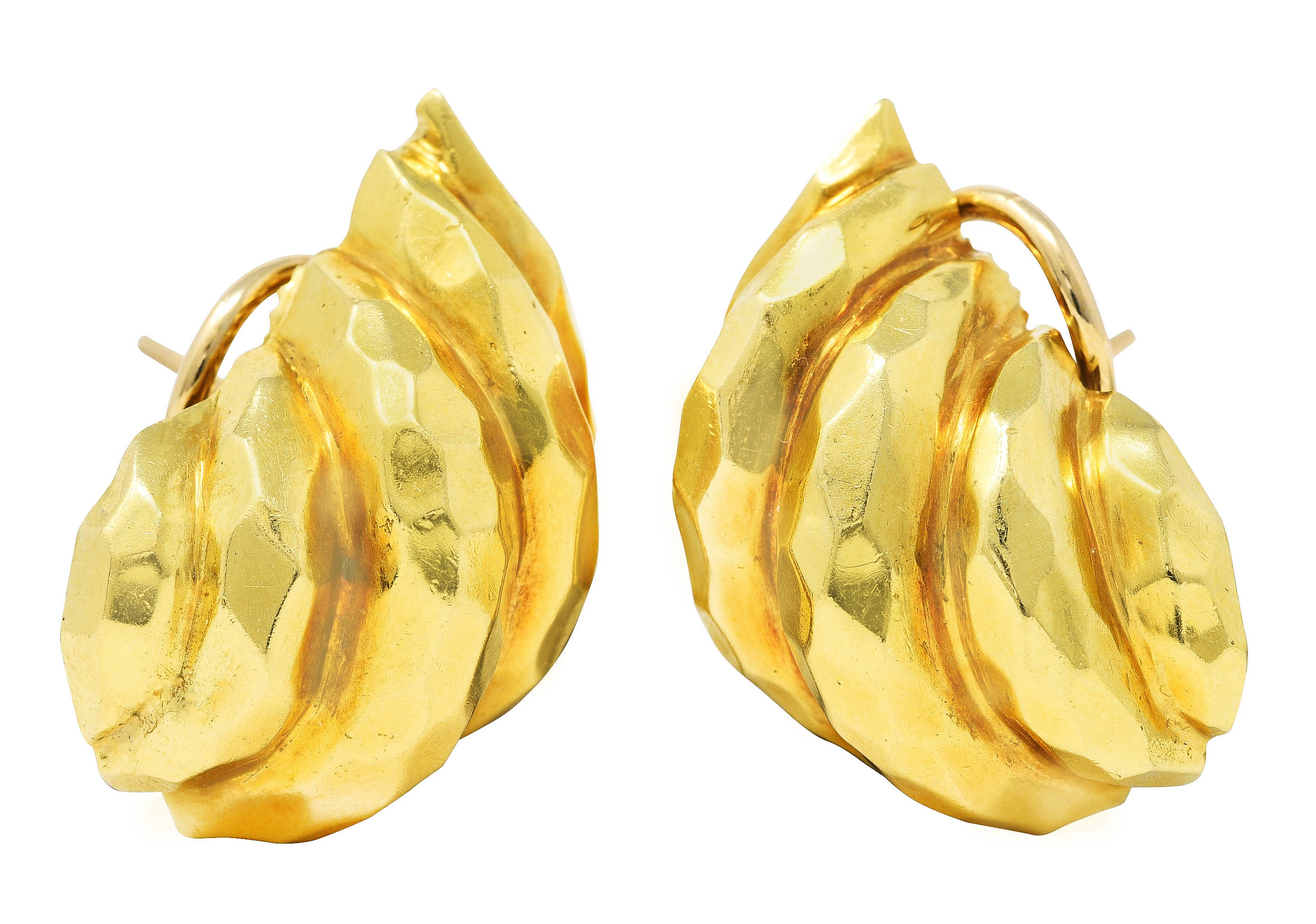 1980's Henry Dunay Vintage 18 Karat Gold Cinnabar Twist Earrings Wilson's Antique & Estate Jewelry